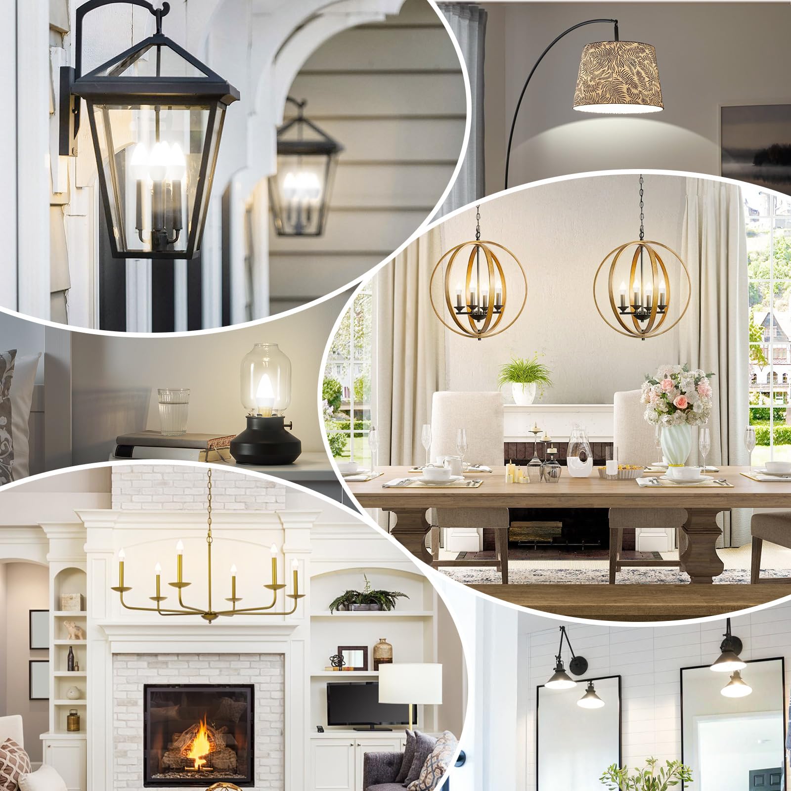 Maxvolador E12 Led Candelabra Light Bulbs 60W Equivalent, 4000K Neutral White 600 Lumens Chandelier Bulb, 6W B11 Candle Base, Non-Dimmable, Pack Of 6