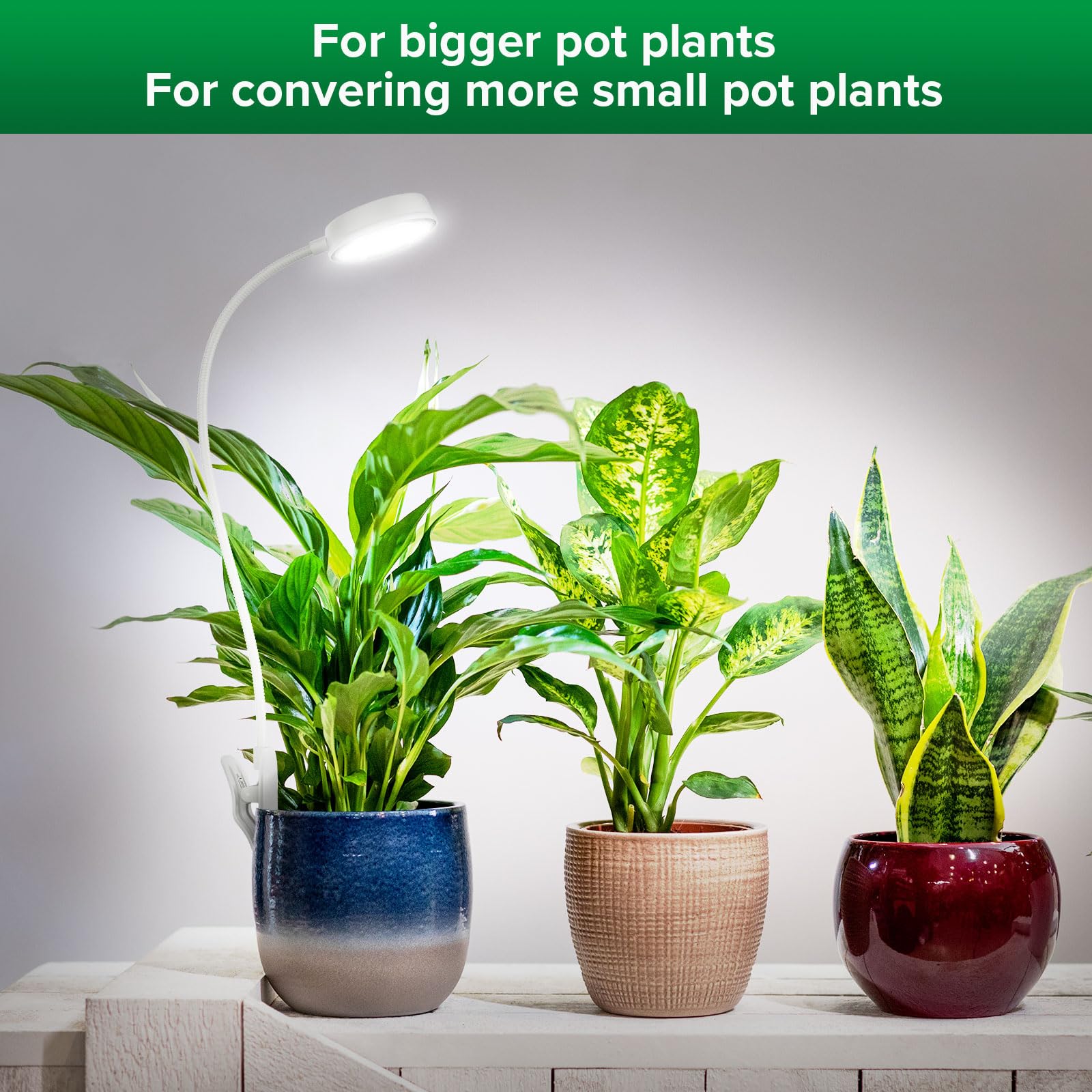 SANSI Grow Lights for Indoor Plants, Full Spectrum LED, 10W, 2-Pack, White, Model C23ZW024, 4-Level Dimmable, Timer