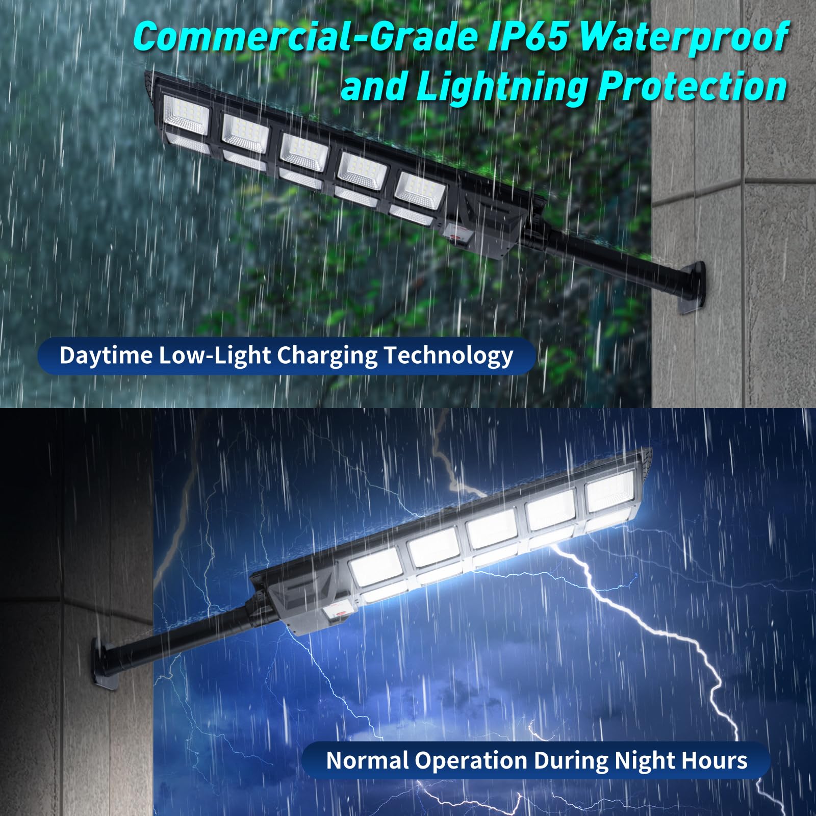 BINGLUX Solar Street Lights Outdoor 2 Pack, 25000LM 6500K Solar Lights Outdoor Waterproof Dusk to Dawn, LED Flood Security Light
