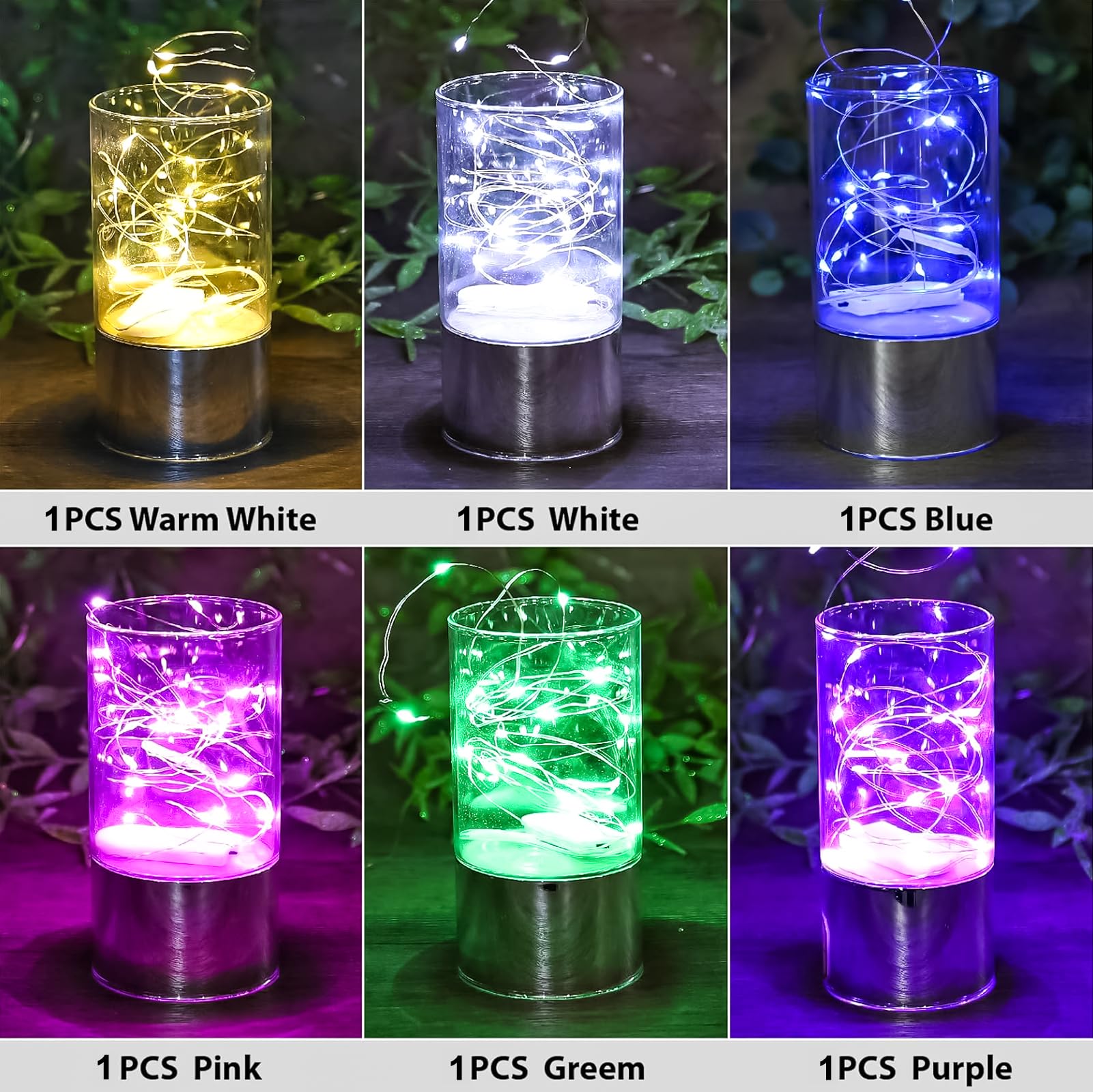 Hxweiye Fairy Lights, 7Ft 20Led Multicolor String Lights, Battery Operated, Waterproof, 6 Pack For Wedding & Party Décor