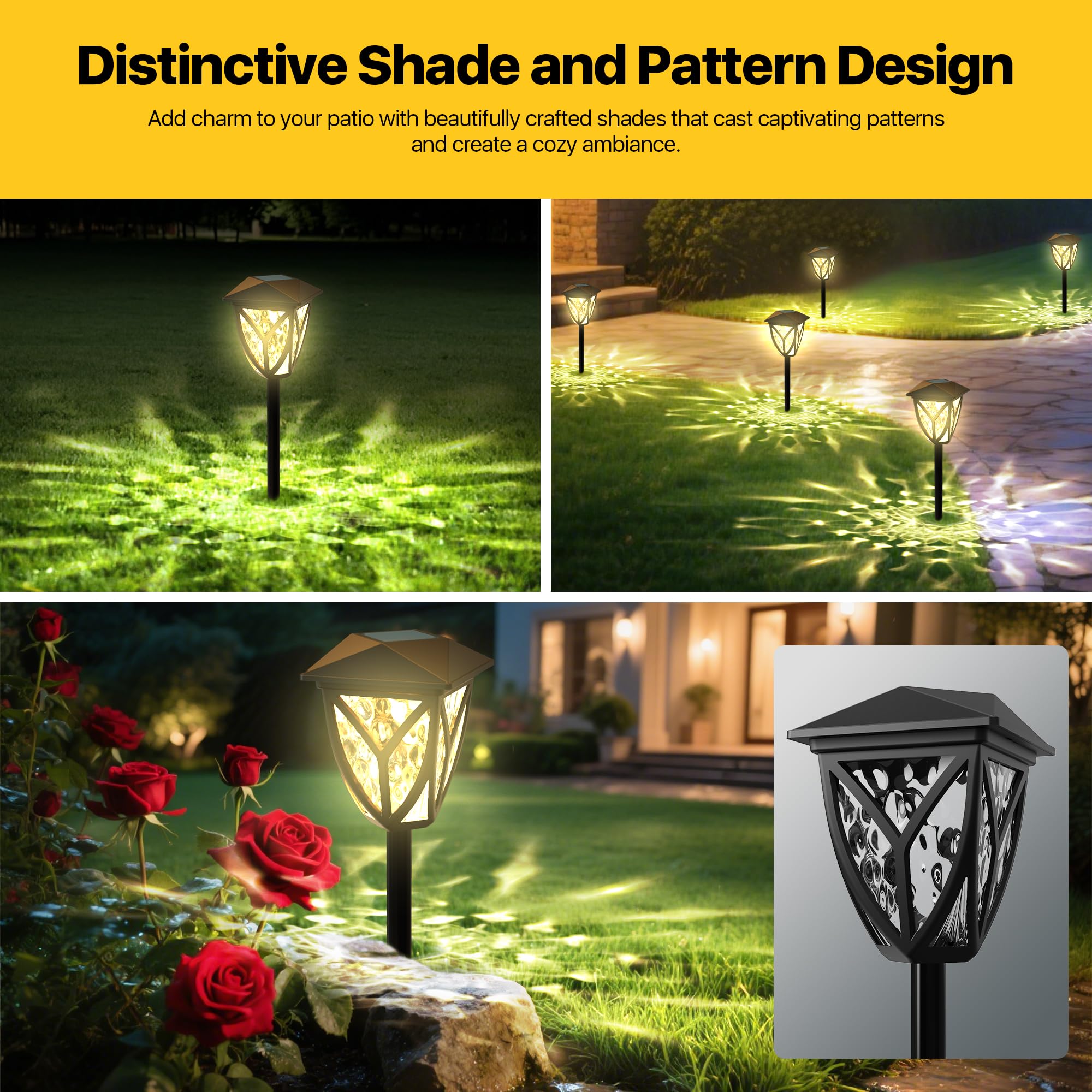 Ensenior 12-Pack Solar Lights Outdoor  16.77 3000K Led Solar Garden Lights For Pathway  Yard  Patio  Walkway  Planter  Waterproof  Energy-Efficient Landscape Lighting