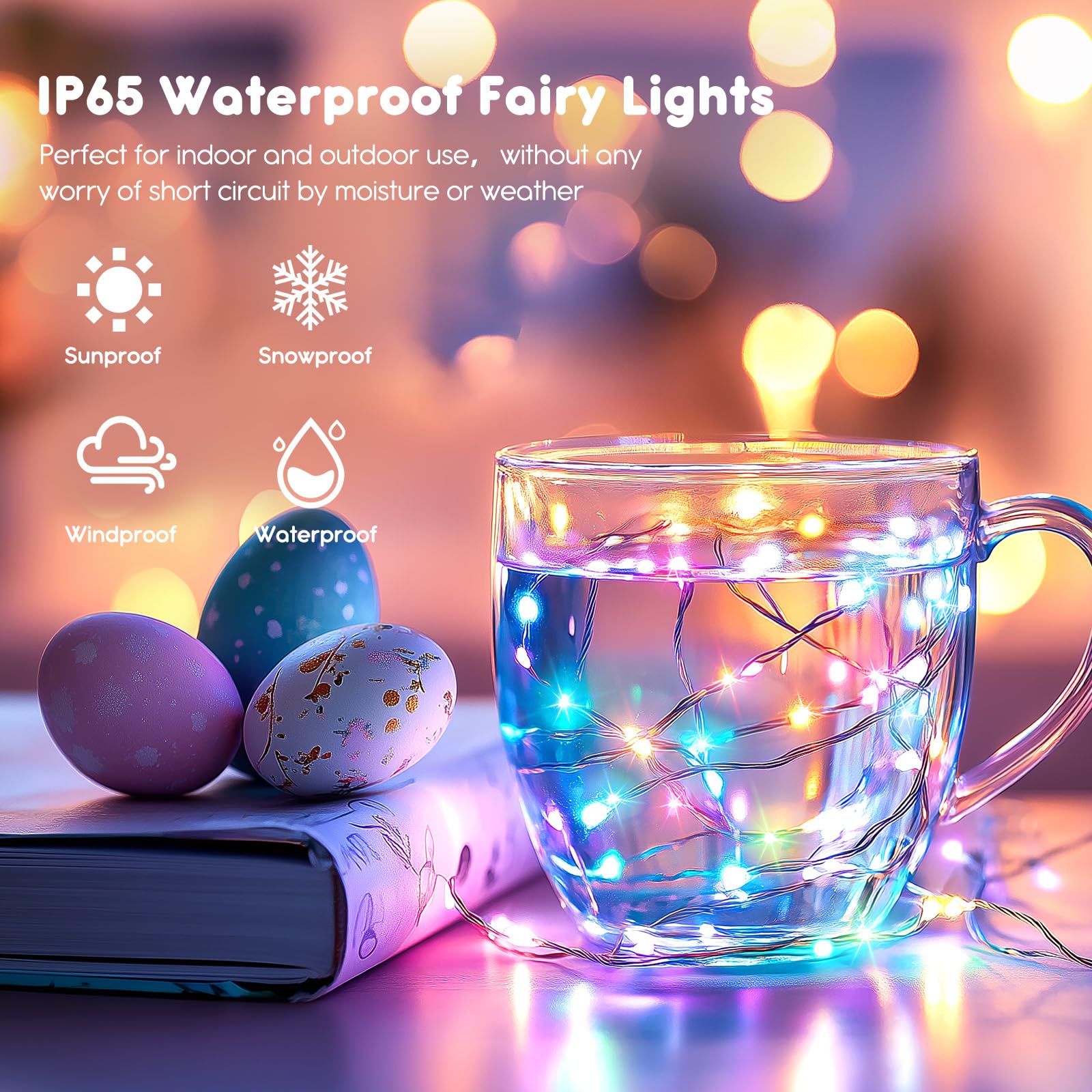 Minetom 12 Pack Battery Operated Fairy Lights - 7ft 20 LED Waterproof String Lights, Pastel Color for Decor and Crafts