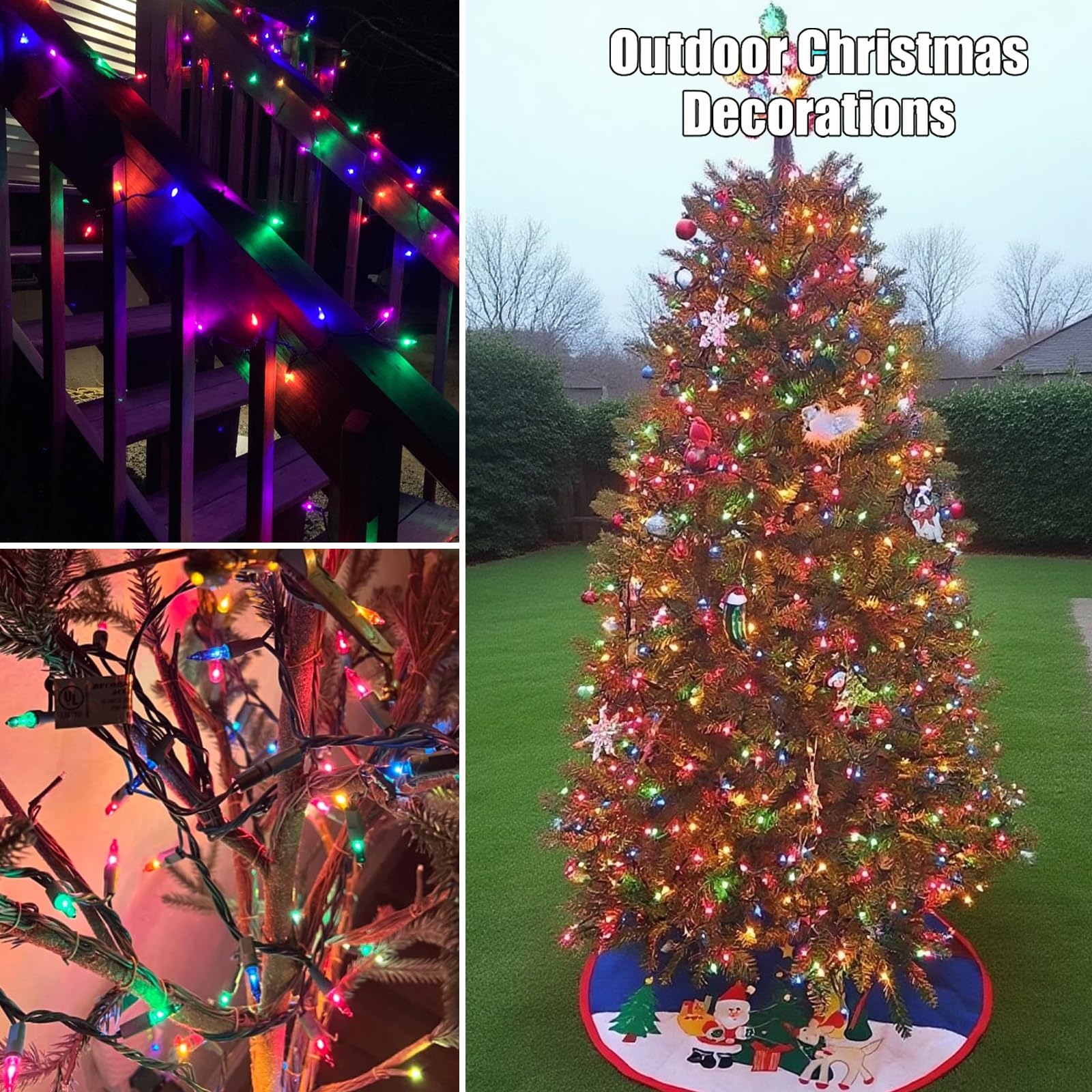 Hishiny Christmas Lights 100 Count Multicolor Christmas Tree String Lights With Green Wire For Outdoor Indoor Christmas Decorations Wedding Decorations Valentines Day Decor Ul Certified (21Feet)