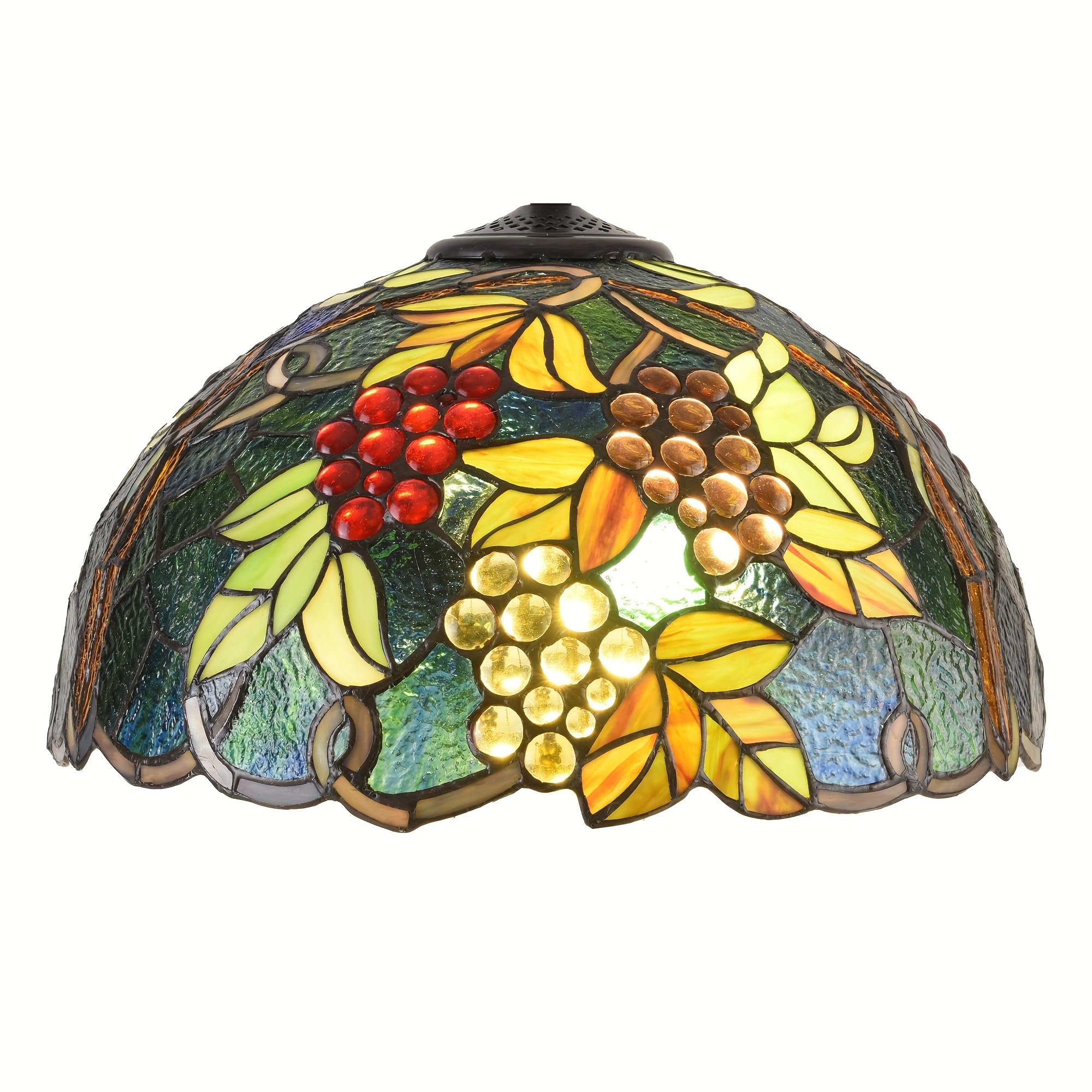 PAPAYA Tiffany Lamp Shade Replacement 16X7.4 Inch Blue Stained Glass Dragonfly Style Lampshade, 0.4 Inch at the Top Fitter Openi