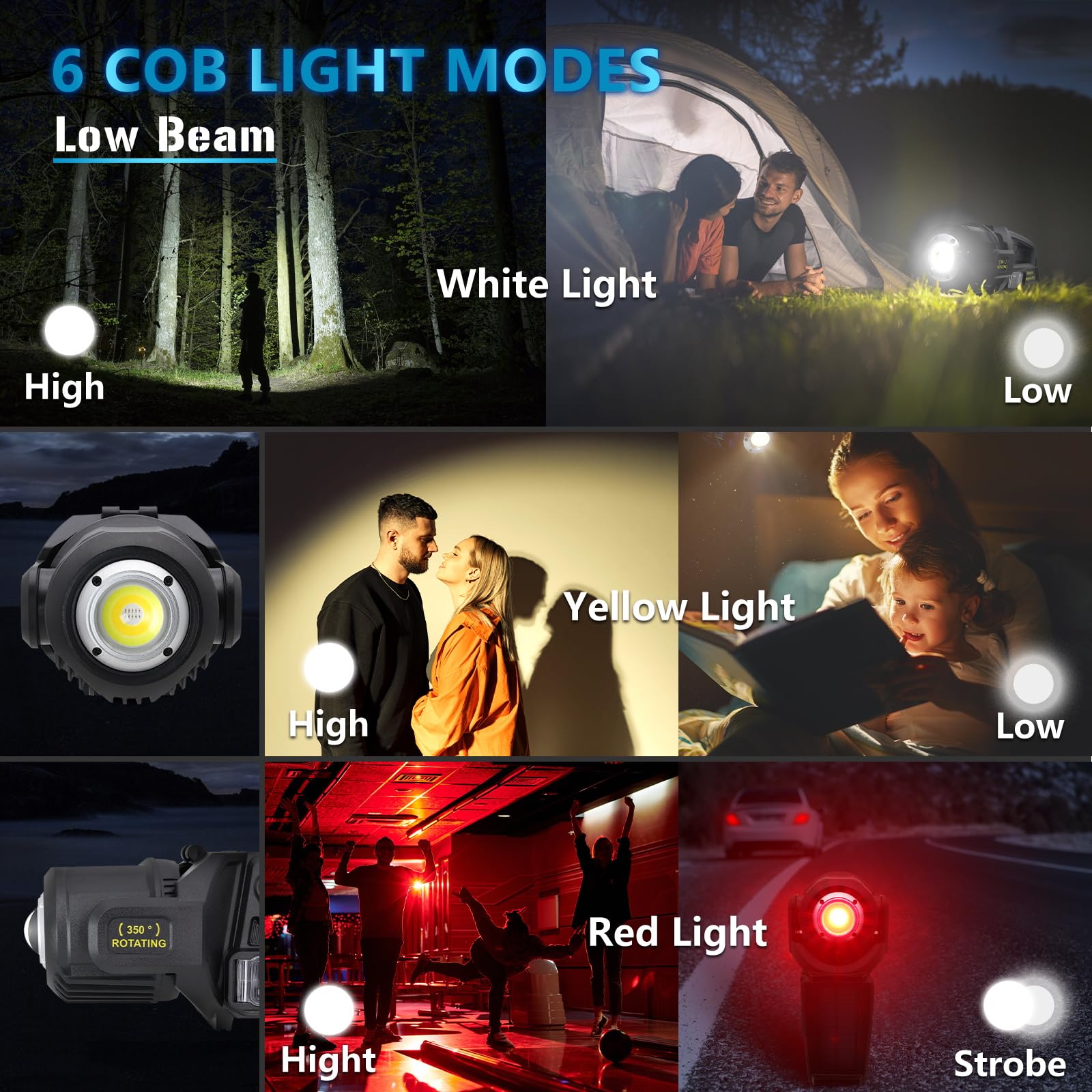 Jsknb 1000000 Lumens Spotlight, 9 Modes Rechargeable Led Spotlight Flashlight With 350° Rotate Head, Super Bright Spot Lights Outdoor Handheld, Waterproof Solar Flashlight For Emergencies, Large