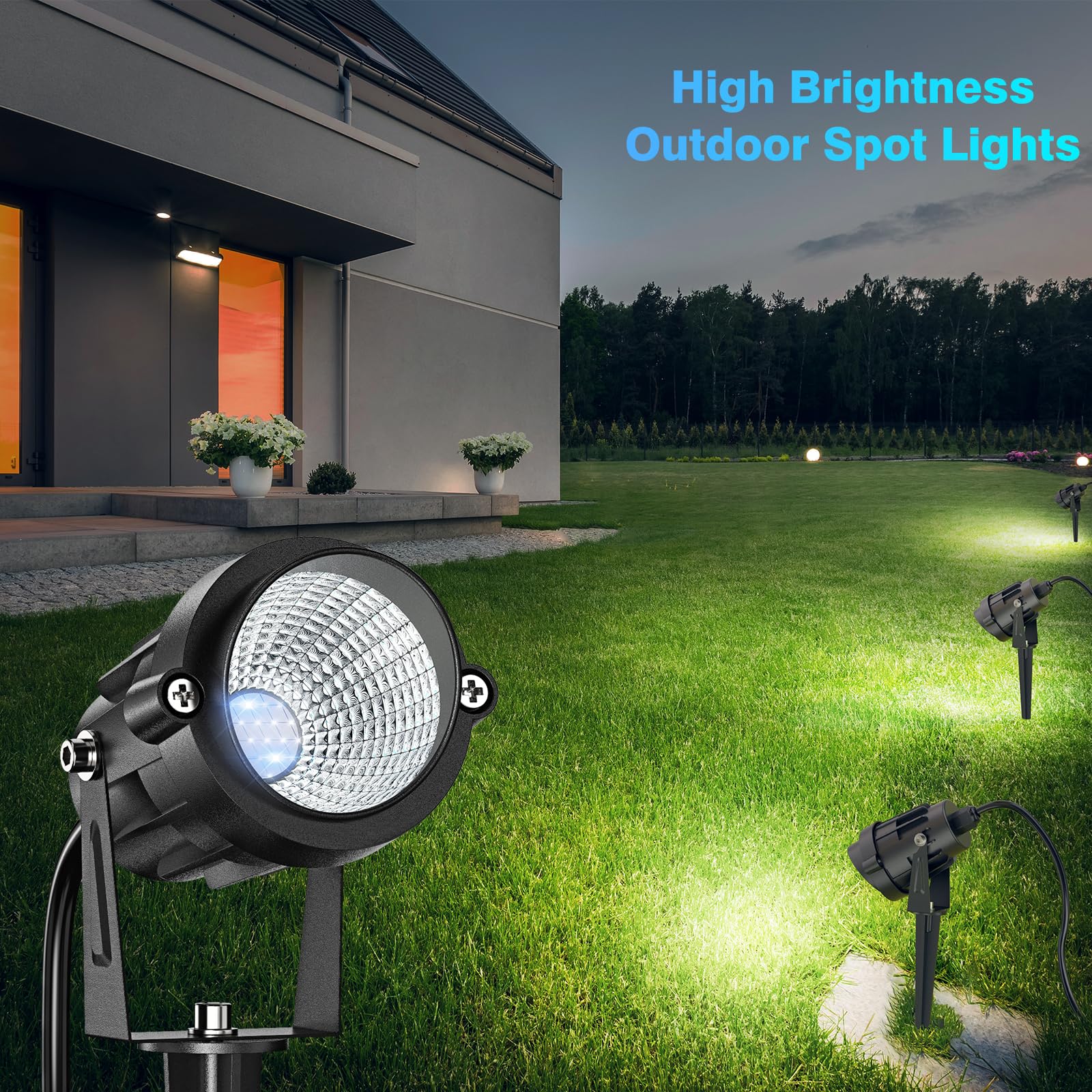 Musuger 1000Lm Outdoor Spot Lights, 10W Led, Ip66 Waterproof, 6500K Daylight, 4