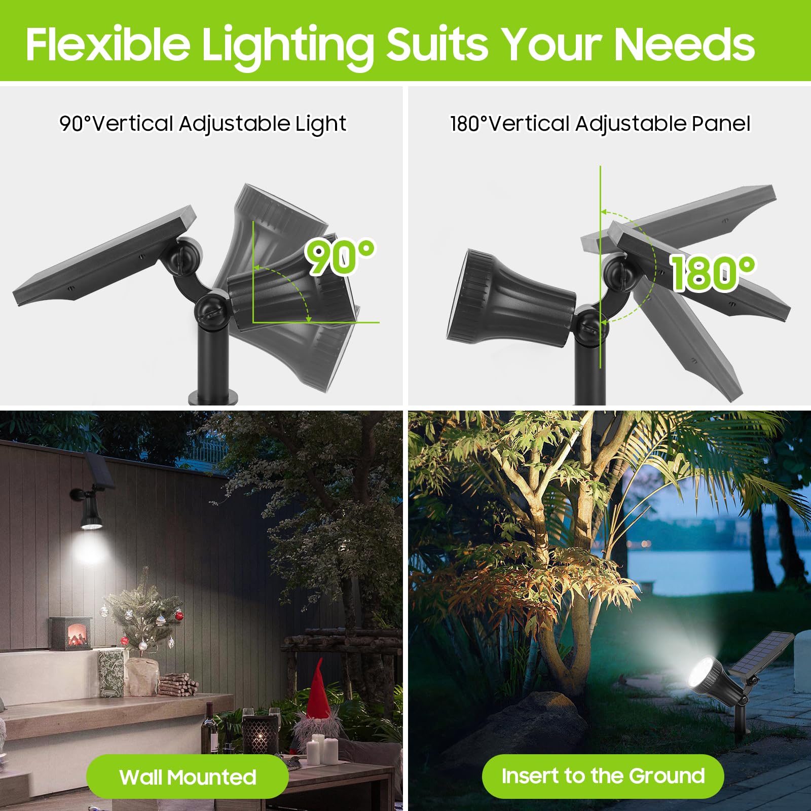 Bosceos 4-Pack Solar Spot Lights - 30 LEDs, Waterproof, Auto ON/OFF, Cool White, Model SL-5081, Ideal for Garden, Pathway, Driveway