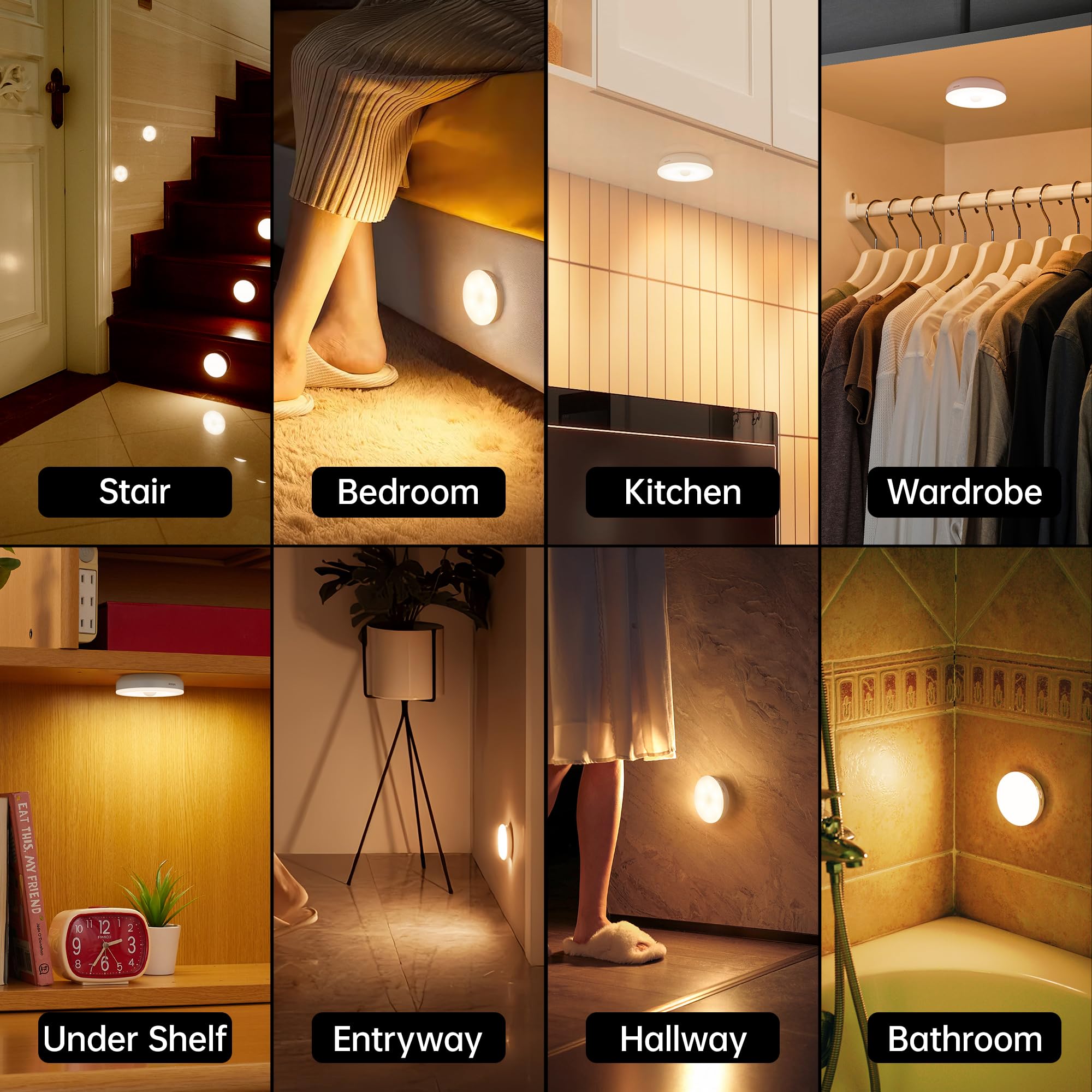 Homelist Motion Sensor Lights Indoor With Remote Control, 6 Pack Closet Night Lights Battery Operated Stick On Under Cabinet Lig