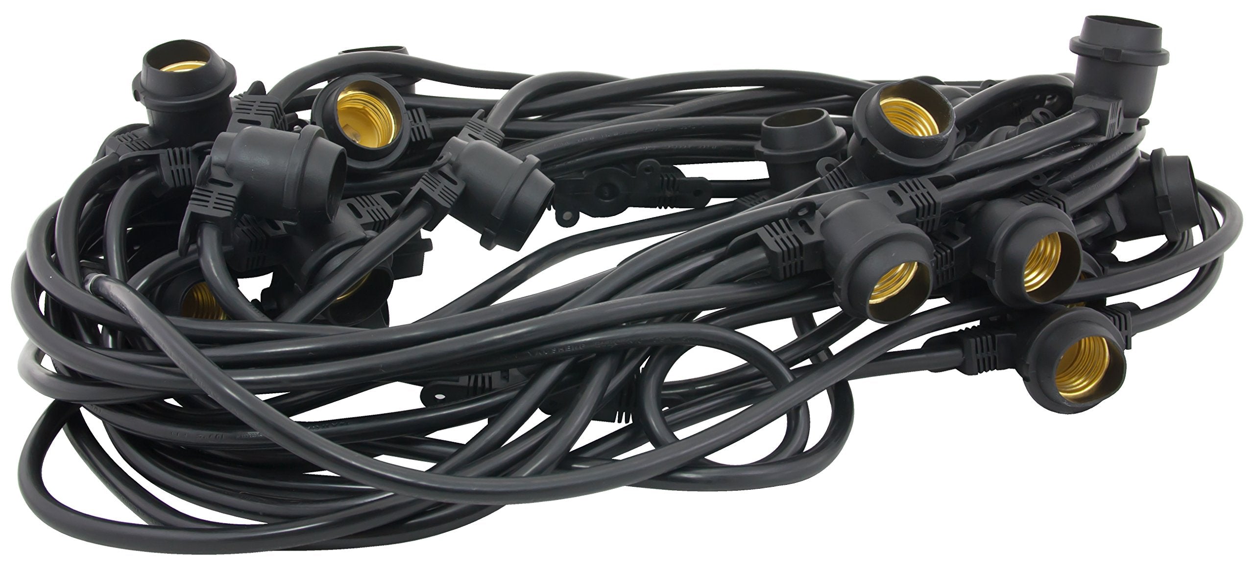 American Lighting LS2-M-24-48-BK Commercial Grade Light String with 25-Sockets, Medium Base, 48-Feet , Black