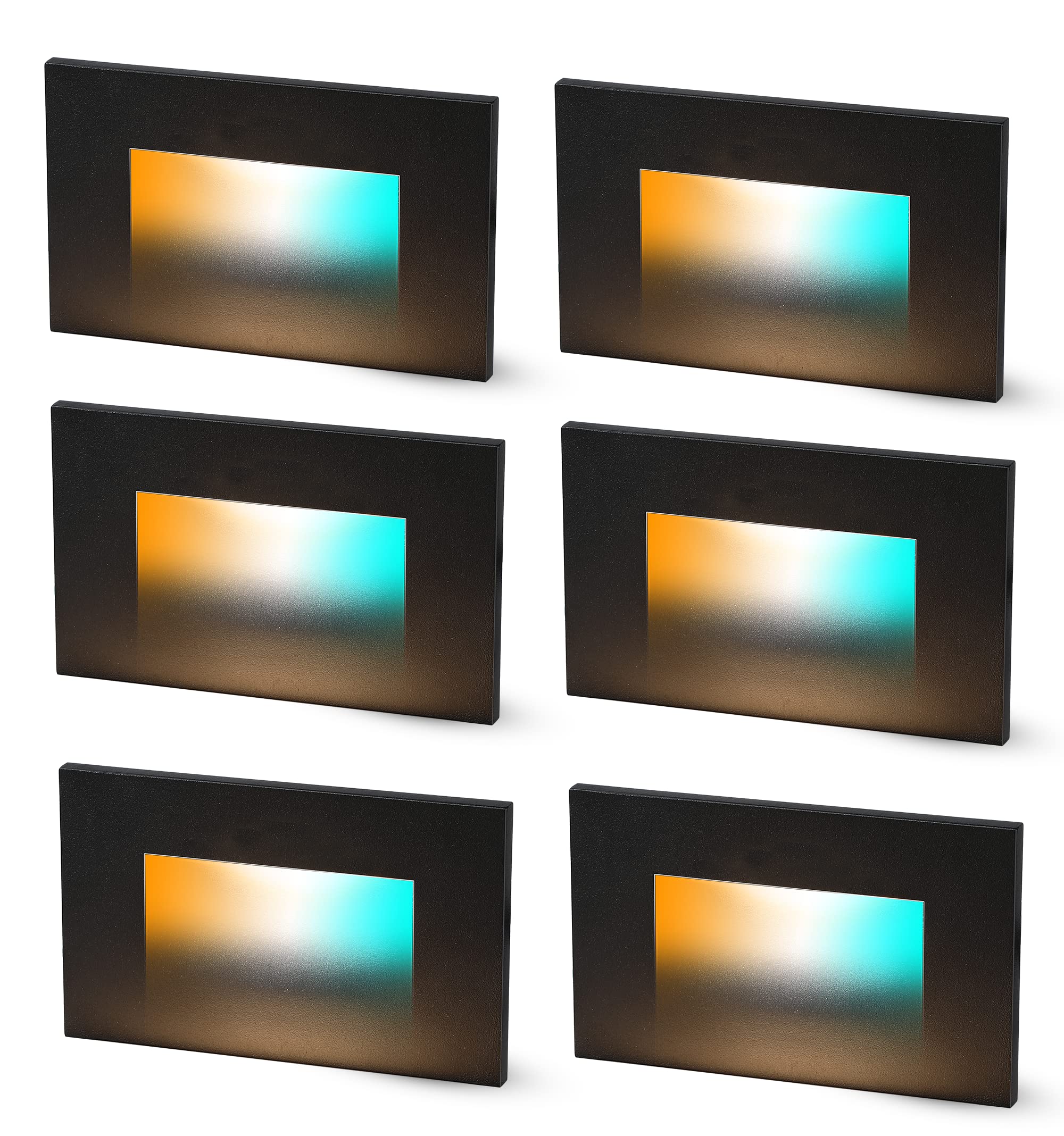 CLOUDY BAY 120V 5CCT Dimmable LED Indoor Outdoor Step Light,2700K/3000K/3500K/4000K/5000K,Stair Light,Black,Pack of 6