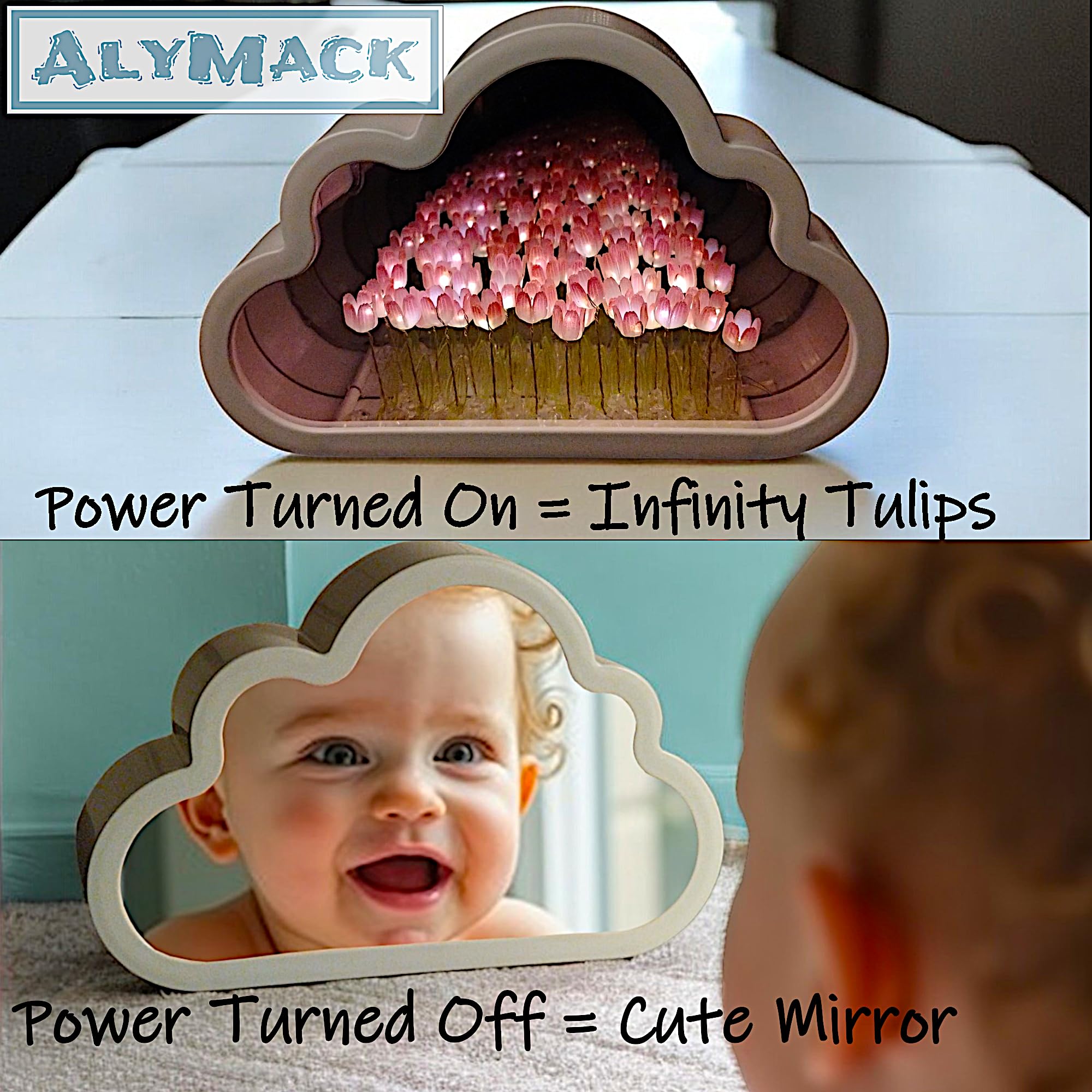 ALYMACK Handmade Tulip Lamp - Flower Night Light, Pink, Model AM2, Size AA, Plastic