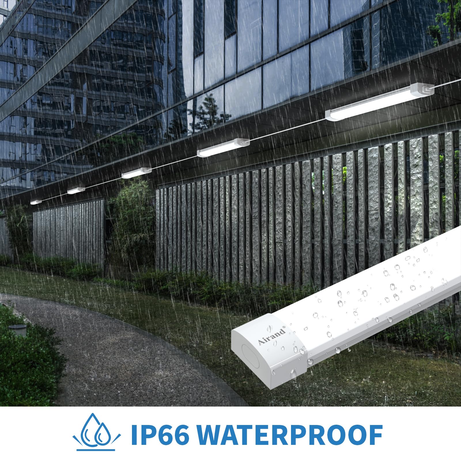 Airand Utility LED Light 2PCS Linkable Fixture 18W Waterproof Tube Light 2FT White