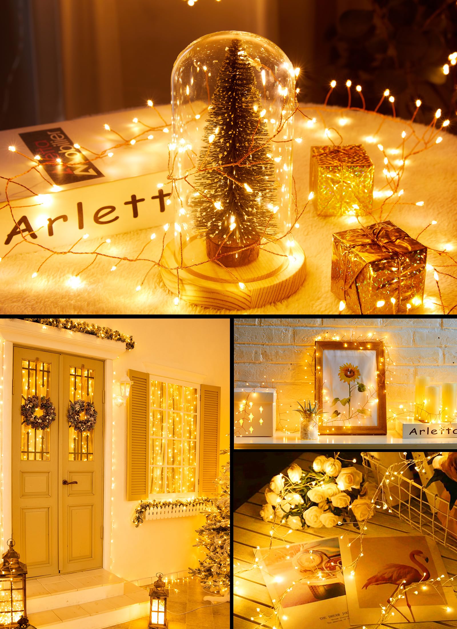 Fairy Lights 5Ft 100Leds Usb Twinkle String Lights Plug In Silver Wire With Remote And Timer, 8 Mode Waterproof Firecracker Starry Lights Wreath Diy Party Wedding Christmas Decoration, Warm White