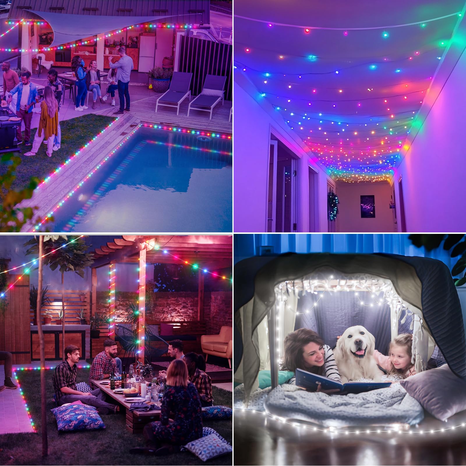 Soiarllt Outdoor Christmas Lights, 206Ft 600Led Color Changing String Lights, Waterproof, 11 Modes, Timing, For Backyard, Garden