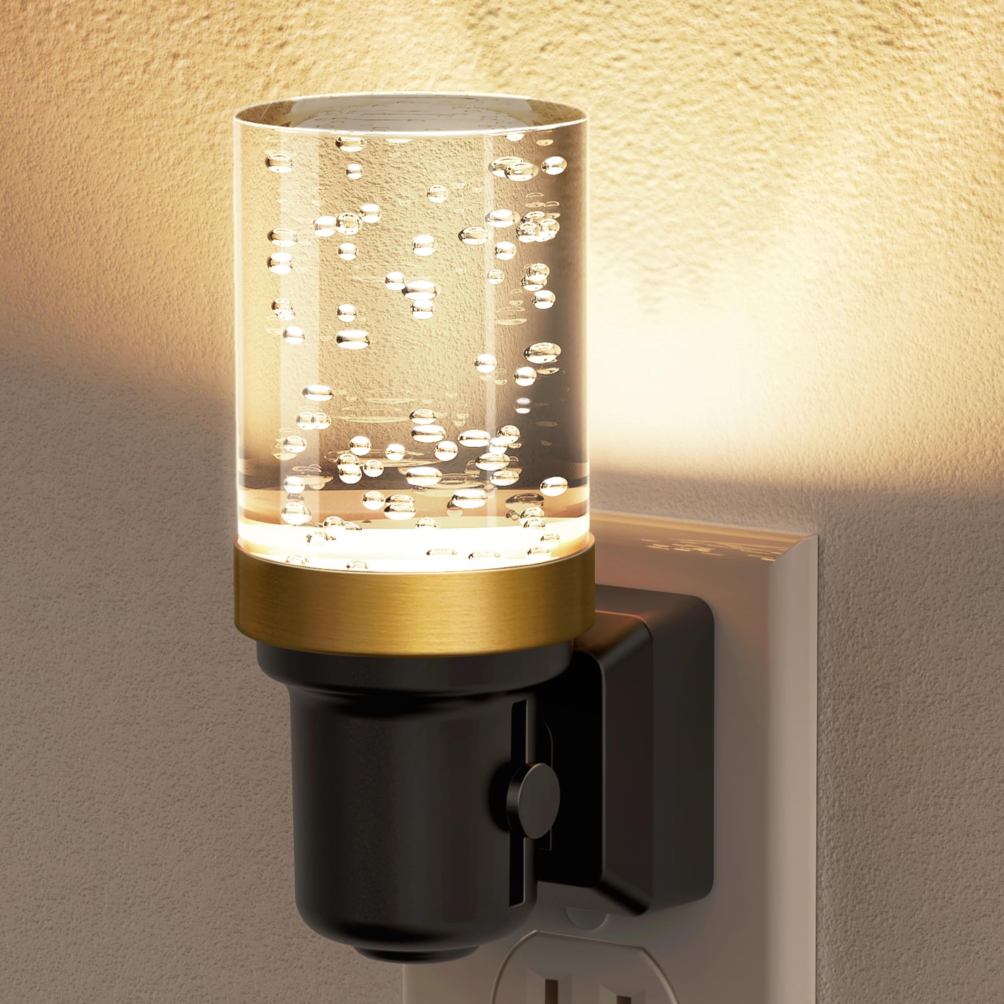JandCase Night Light, Dimmable Night Lights Plug into Wall, Auto On/Off Light Sensor Nightlight, 3000K Warm White 0-100LM Bright
