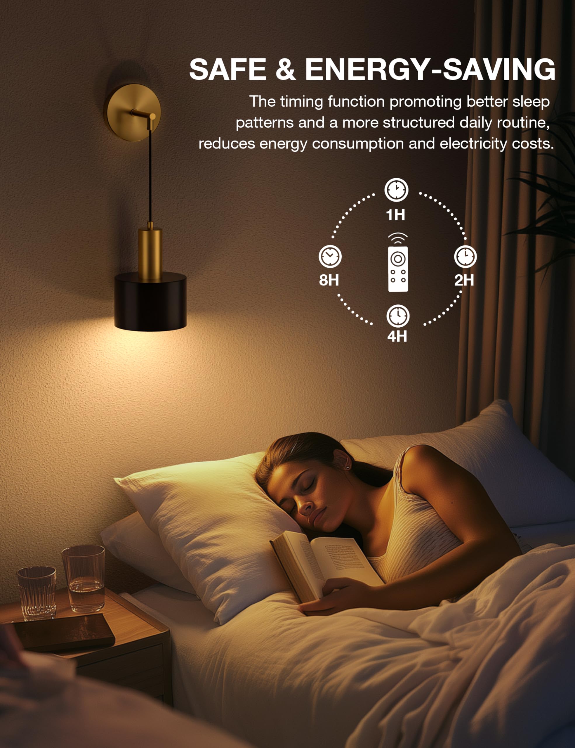 Niorsun Battery Operated Wall Sconce Set Of 2, Gold & Black Wireless Rechargeable Wall Lights With 5200Mah Dimmable Detachable B