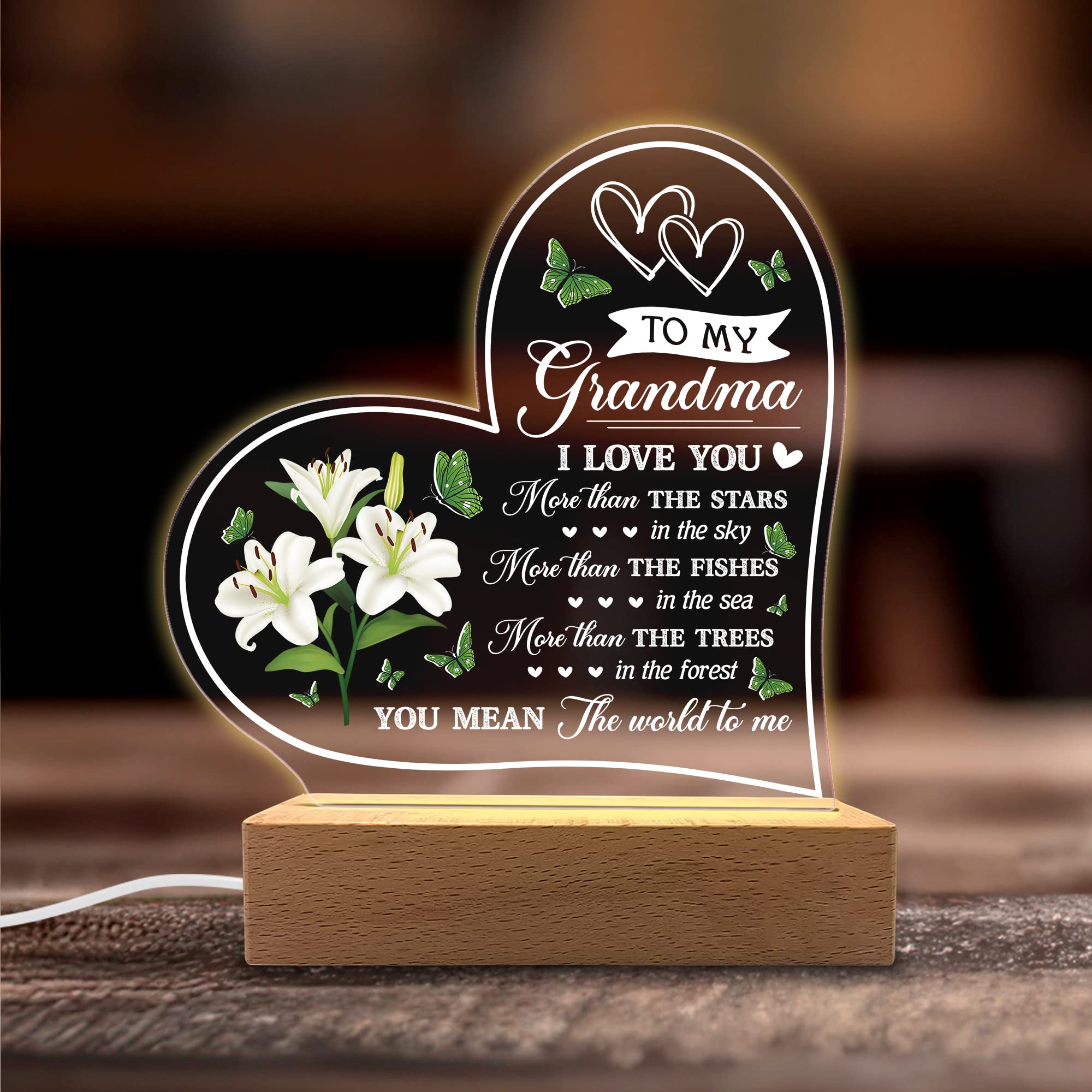 Kitchenvoy Acrylic Night Light - I Have Loved You My Whole Entire Life - Grandma Gifts From Grandkids - Rechargeable Lamp