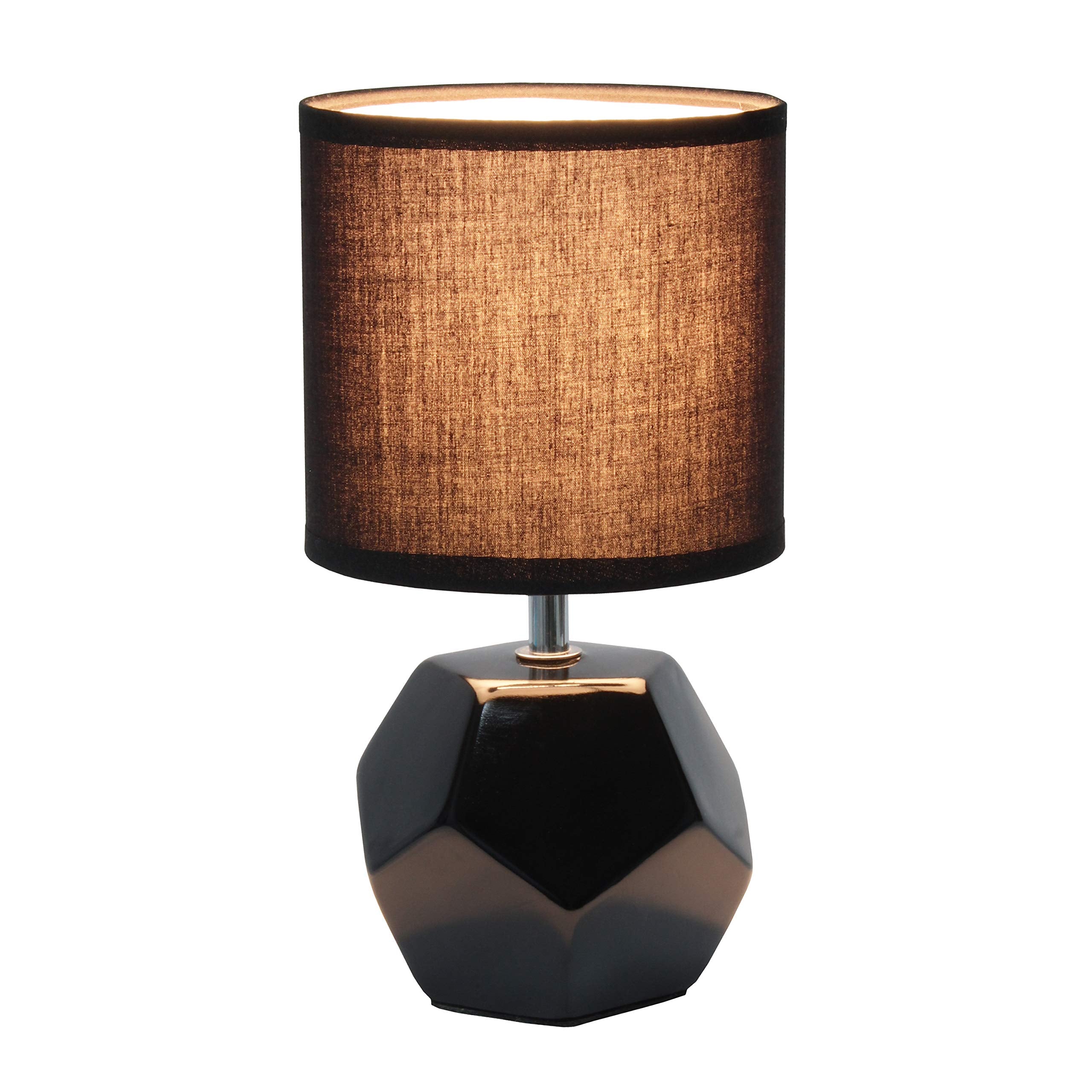 Simple Designs Lt2065-Blk Round Prism Mini Table Lamp With Matching Fabric Shade, Black (Pack Of 24)