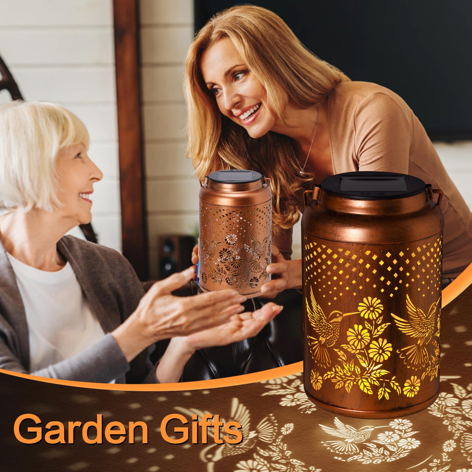 Hummingbird Solar Lantern Outdoor Waterproof Garden Decor Hanging Solar Lights Birthday Gifts For Women Mom Grandma Metal Garden Decorative Lights Outside For Yard, Patio, Lawn, Tabletop, Pathway