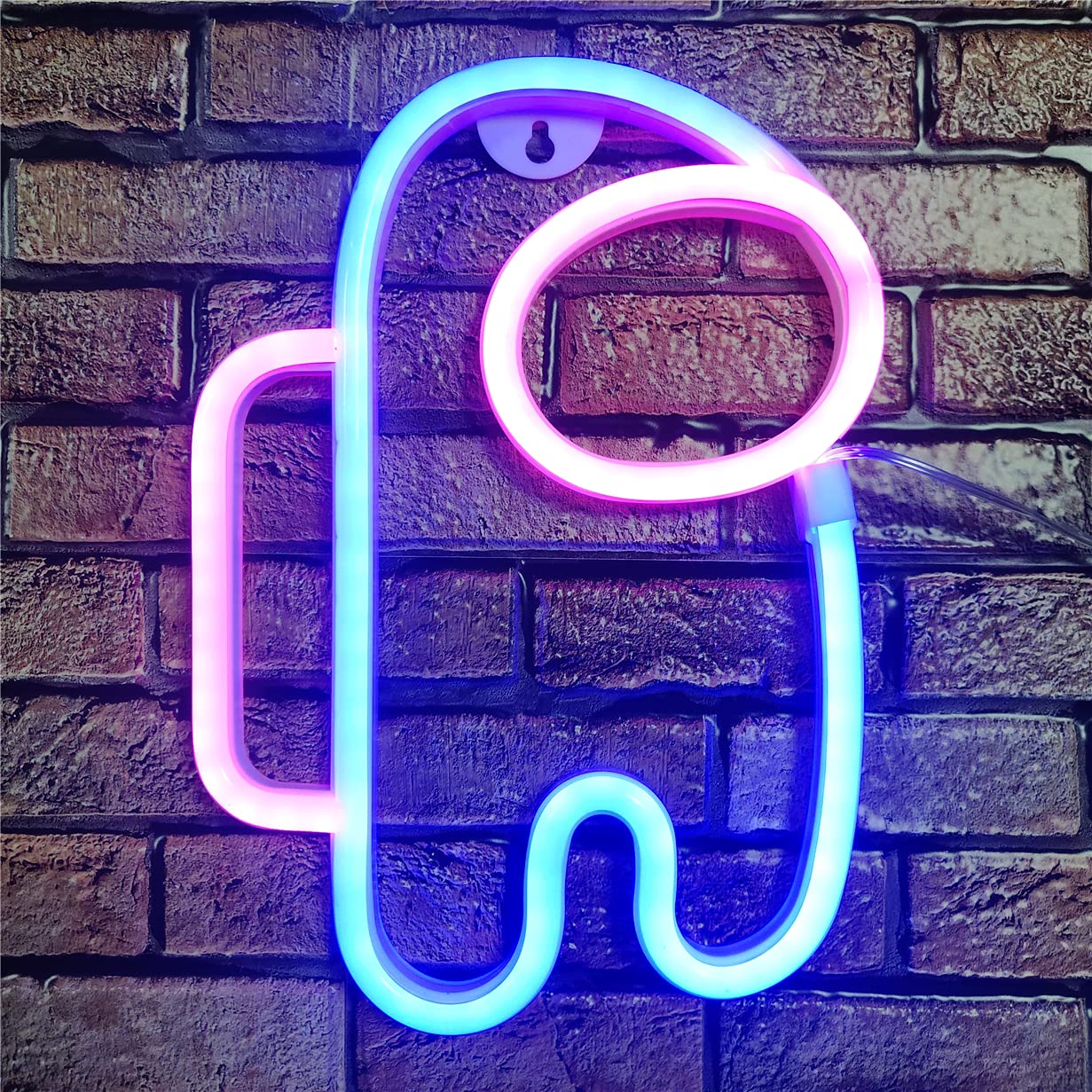 QiaoFei Alien Neon Sign Light, Astronaut Design, USB/Battery Operated, Blue-Pink, Model QFLTGL2161001, LED Art Decoration for Kids Room