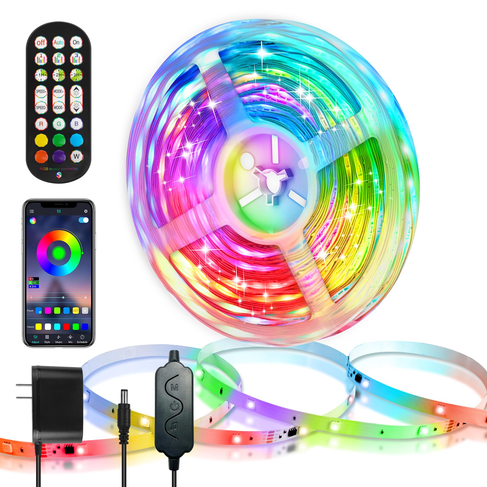 Houhui Led Strip Lights With Smart Ic  32.8Ft Rgb Ic Led Lights For Bedroom  App Control Color Changing Strip Light With Remote Music Sync For Home Game Room Kitchen Party Bar Indoor Lighting Decor