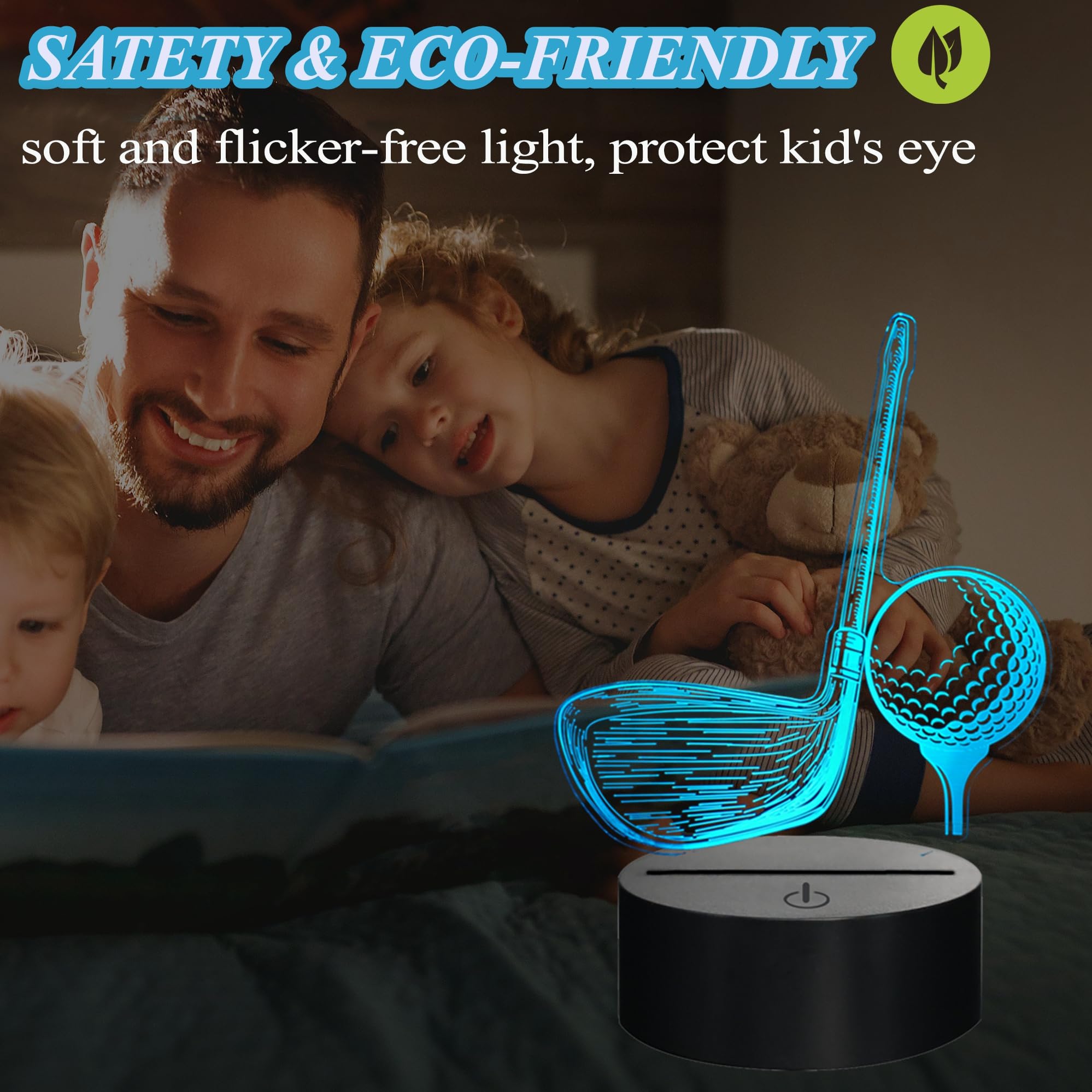Posshe Golf Night Light, Golf Club Gifts, 3D Illusion Lamp With 16 Colors Changing, Remote Control And Dimmable, Men Boys Girls
