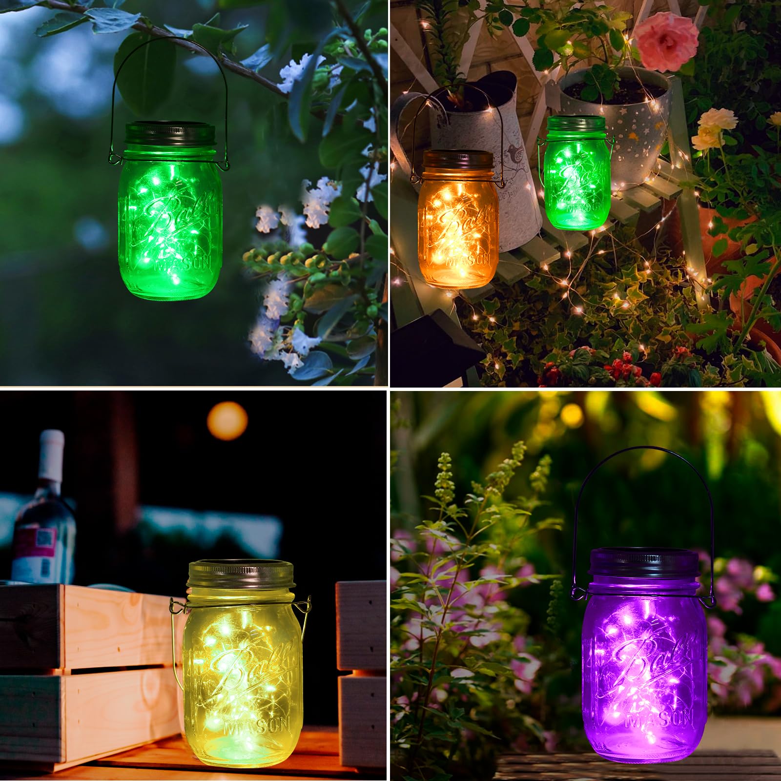 Znycye Mason Jar Solar Lights For Outside, 12 Pack 30Led Fairy Firefly Lights Mason Jar Solar Lids Outdoor Waterproof String Lig