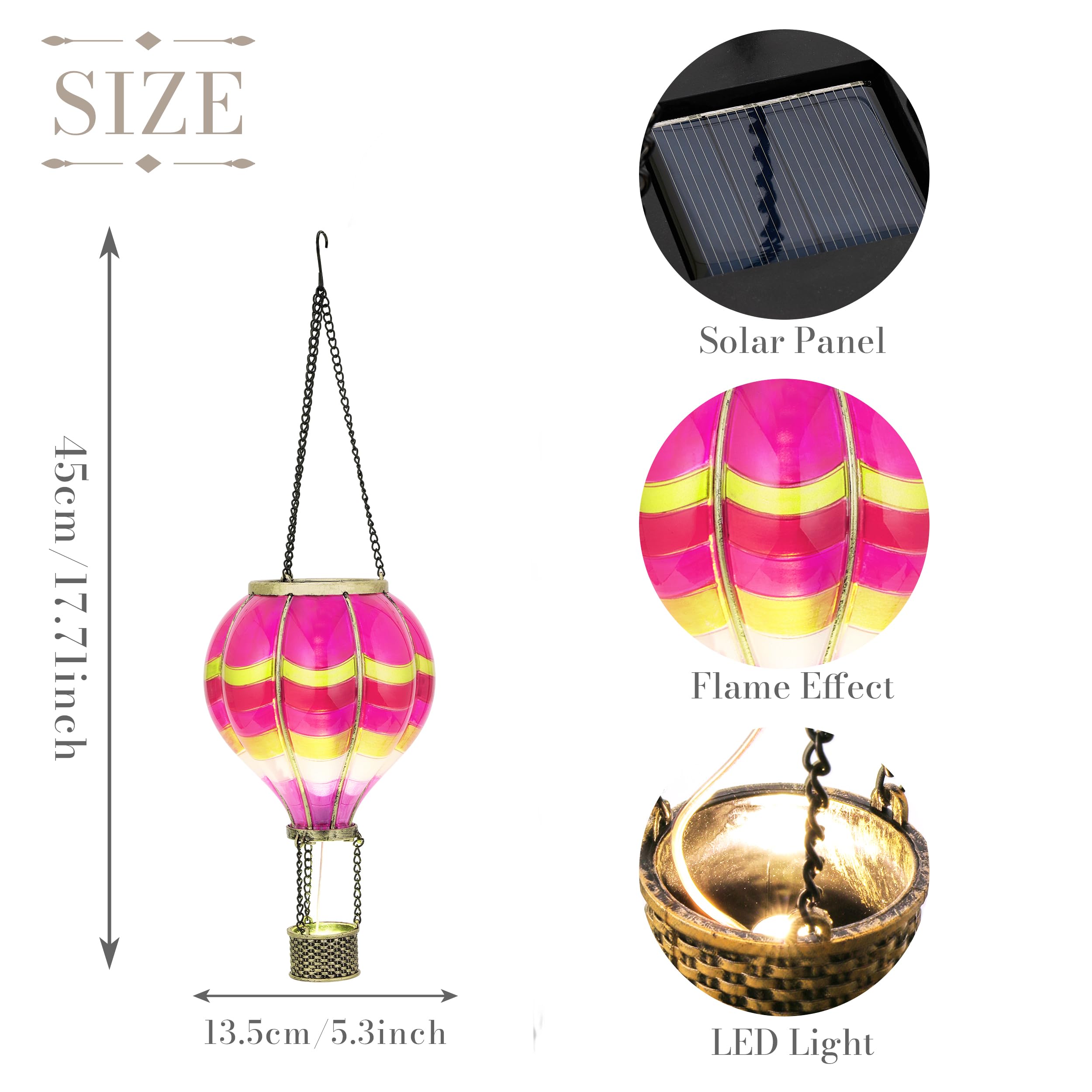 TeresaS Collections Hot Air Balloon Solar Lantern For Valentines Day Garden Decor Hanging Flickering Flame Outdoor Lights For Trees  Pink Decorations For Party Gift For Mom
