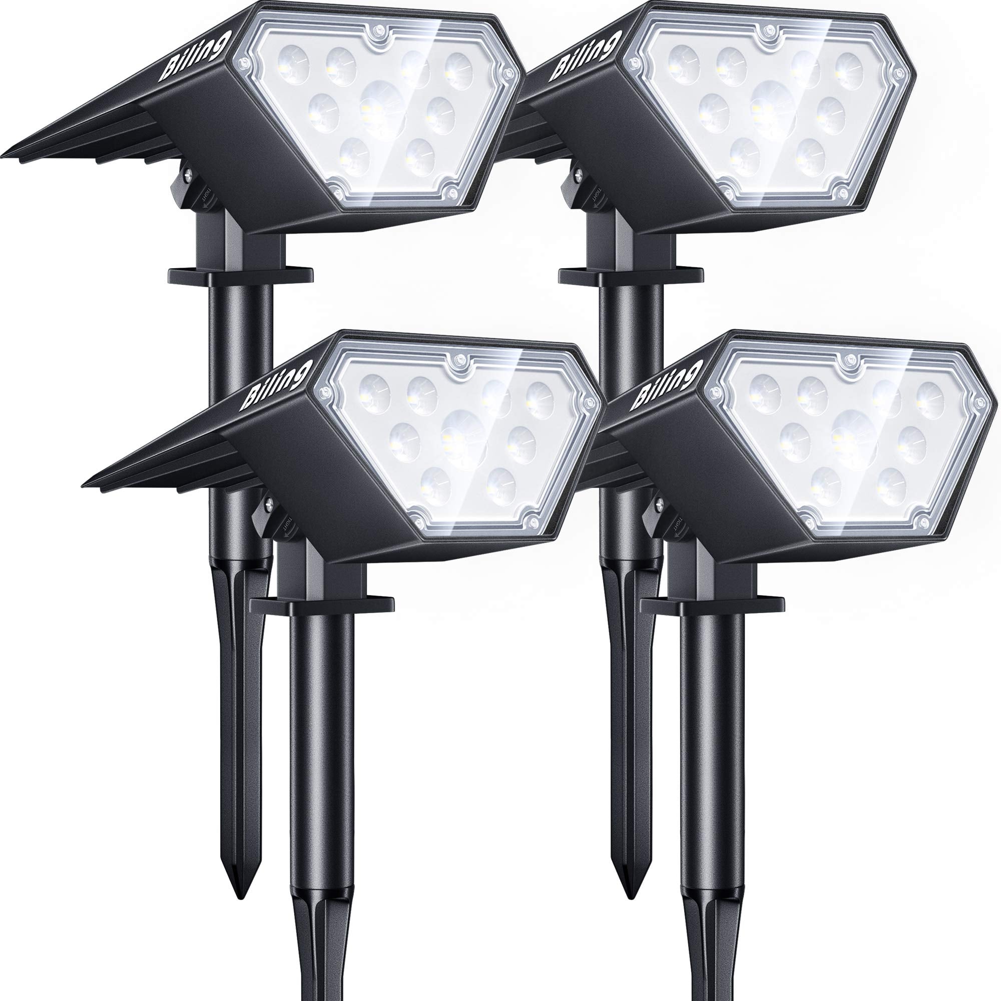 Biling Solar Spot Lights - 700 Lumen Waterproof Landscape Uplights, 4 Pack, White, Ip67 For Yard, Garden, Patio, Driveway, Pool