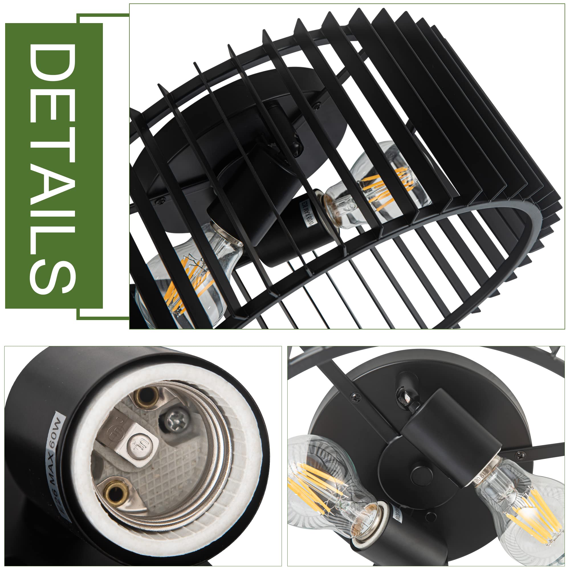 Zlepmlla Modern Black Flush Mount Ceiling Light Fixture, ?Farmhouse Light Fixture For Kitchen Island Entryway Porch Foyer Dining Room < Bulb Not Included >
