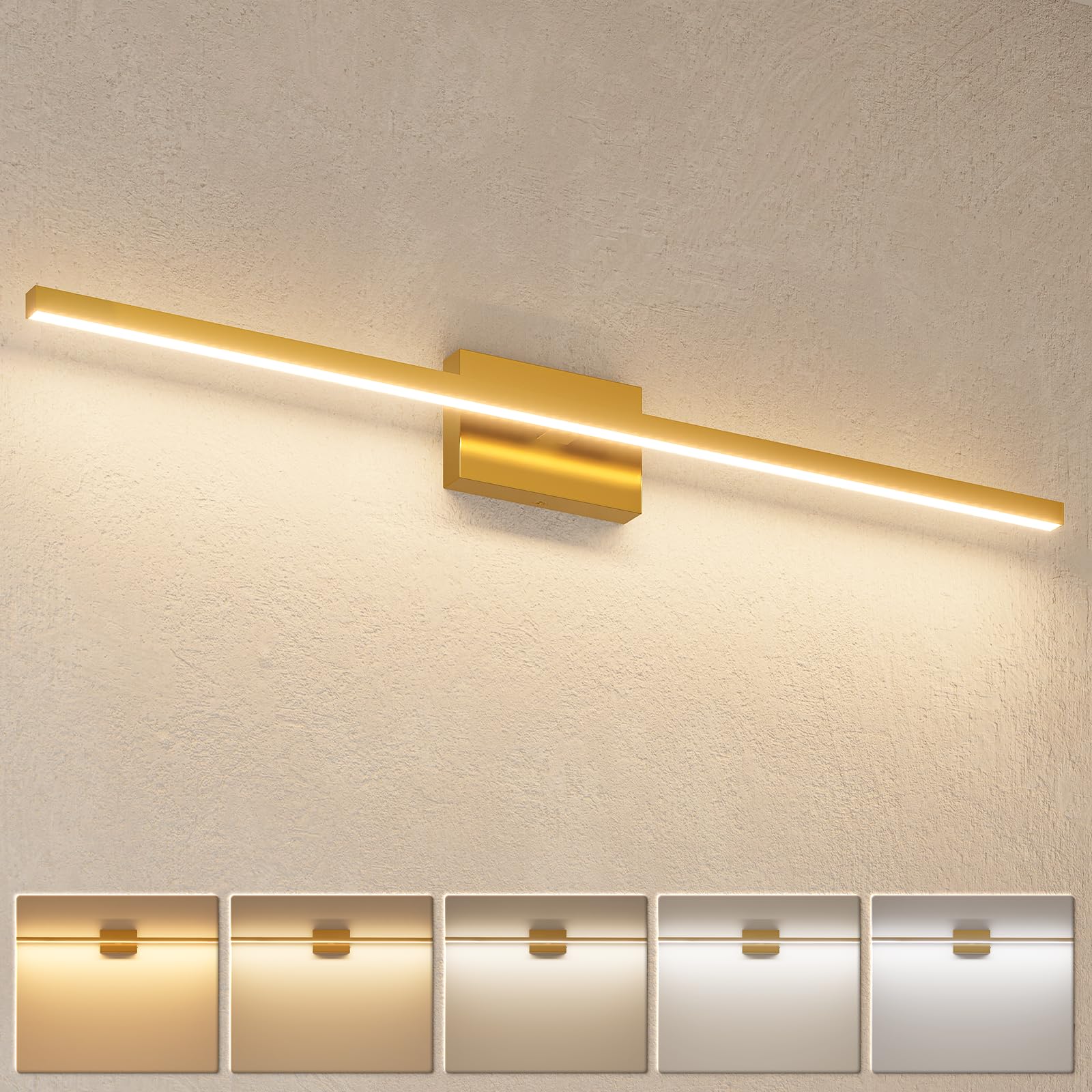 VOLISUN Bathroom Vanity Light 24W Dimmable 5CCT 39.4 inch Brass Model 2160001ZM