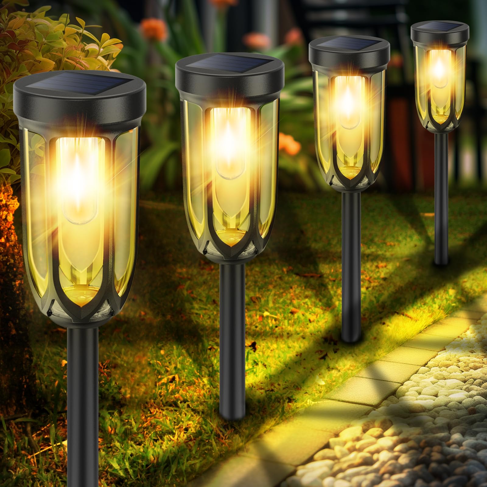 Barleit Solar Lights Outdoor 8 Pack  Solar Pathway Lights  Solar Lights Outdoor Waterproof Ip65  Bright Auto On/Off Driveway Patio Light  Solar Garden Lights Landscape Lighting For Walkway Lawn Yard