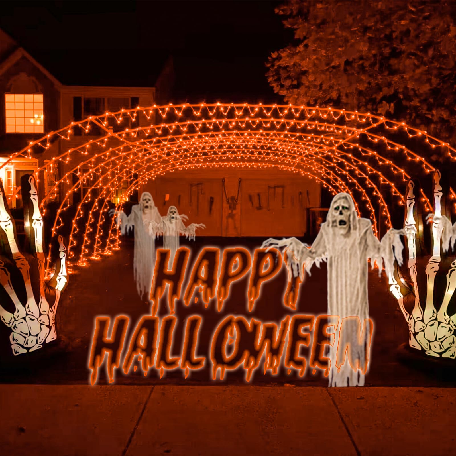 Qitong 33Ft Orange Solar Rope Lights, 100 Leds, Waterproof, 8 Modes For Outdoor Use