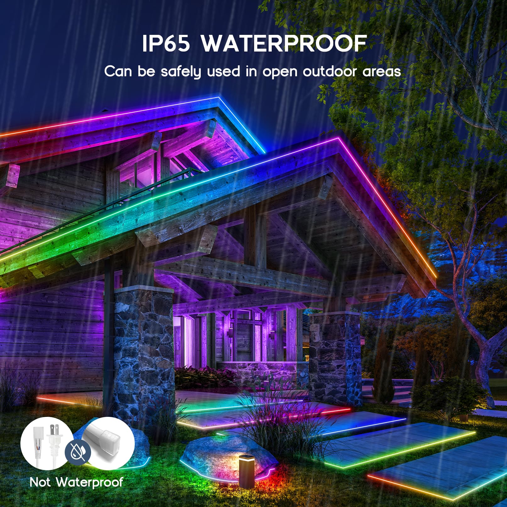 VOEWT LED Neon Lights, IC+RGB 9.8FT Rope Lights, App/Remote Control, Outdoor IP65 Waterproof, Model D661