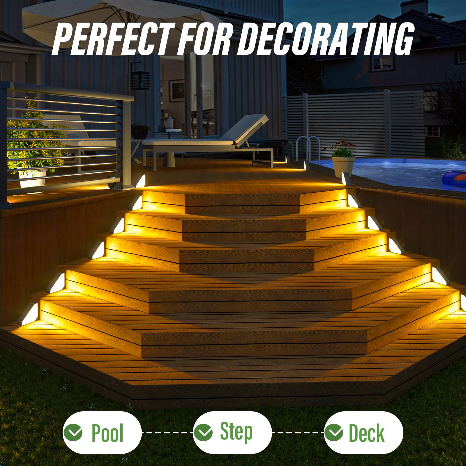 Jsot Solar Step Stair Lights Outdoor Yard Decor 6 Pack, Ip65 Waterproof Deck Lighting For Outside Solar Powered, Solar Garden Li