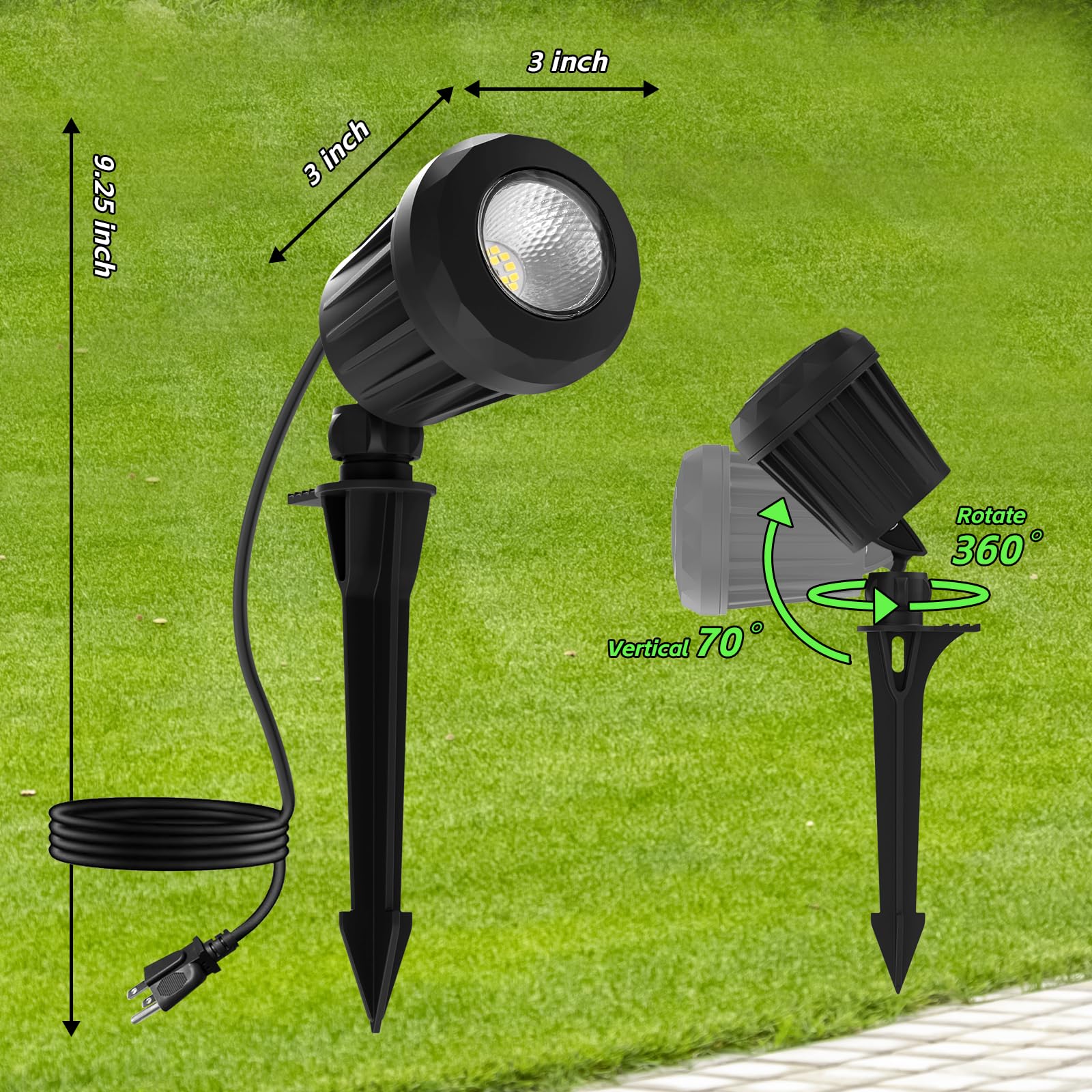 Holeva Halloween & Christmas Outdoor Spotlight  6500K Cool White Led Landscape Lighting With 4 Lenses (Rgb Purple)  Ip67 Waterproof  120V Plug-In For Yard  Garden Tree Holiday Decor(1 Pack  Black)
