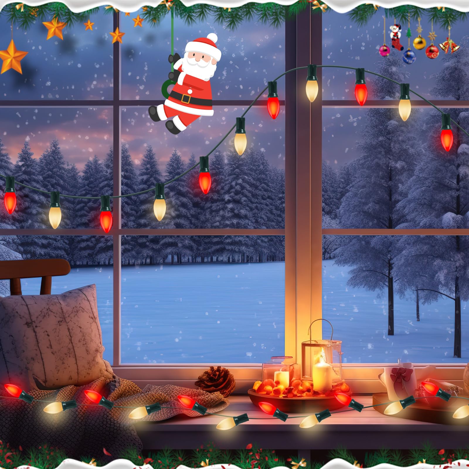 Doratale Christmas String Lights, 25FT C9 Bulbs, Vintage Red/White, UL Certified, Outdoor Decor