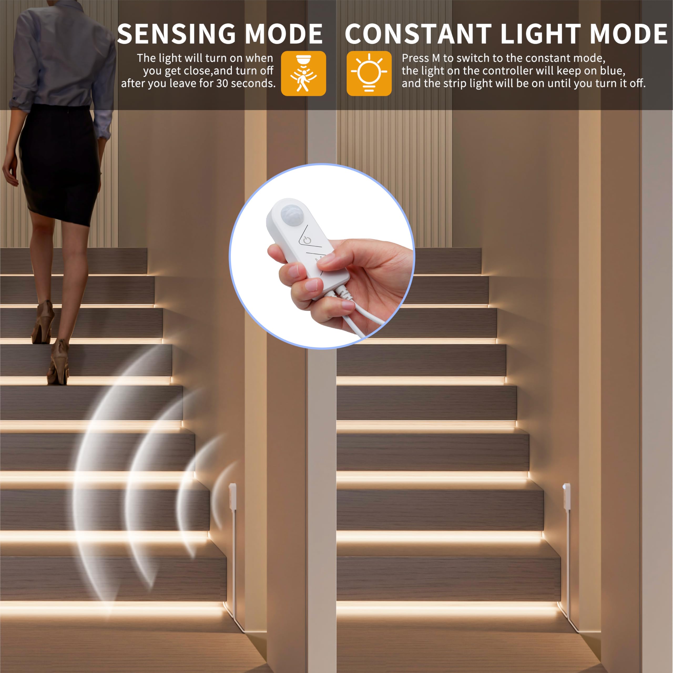 Pautix Cob Led Strip With Motion Sensor,5V Usb Led Tape Light 4000K Natural White 9.84Ft/3M,Cri90+ Super Bright 960Leds,Dimmable