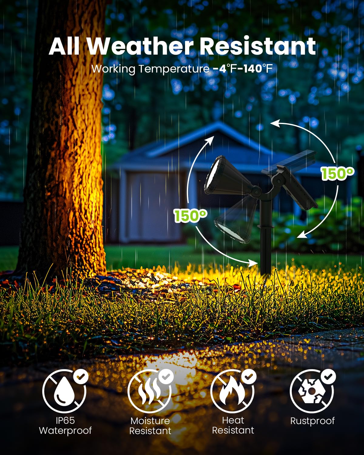 Auderwin Solar Spot Lights Outdoor Waterproof, Flag Pole Light Solar Powered Halloween Lights, Landscape Lighting Spotlights For