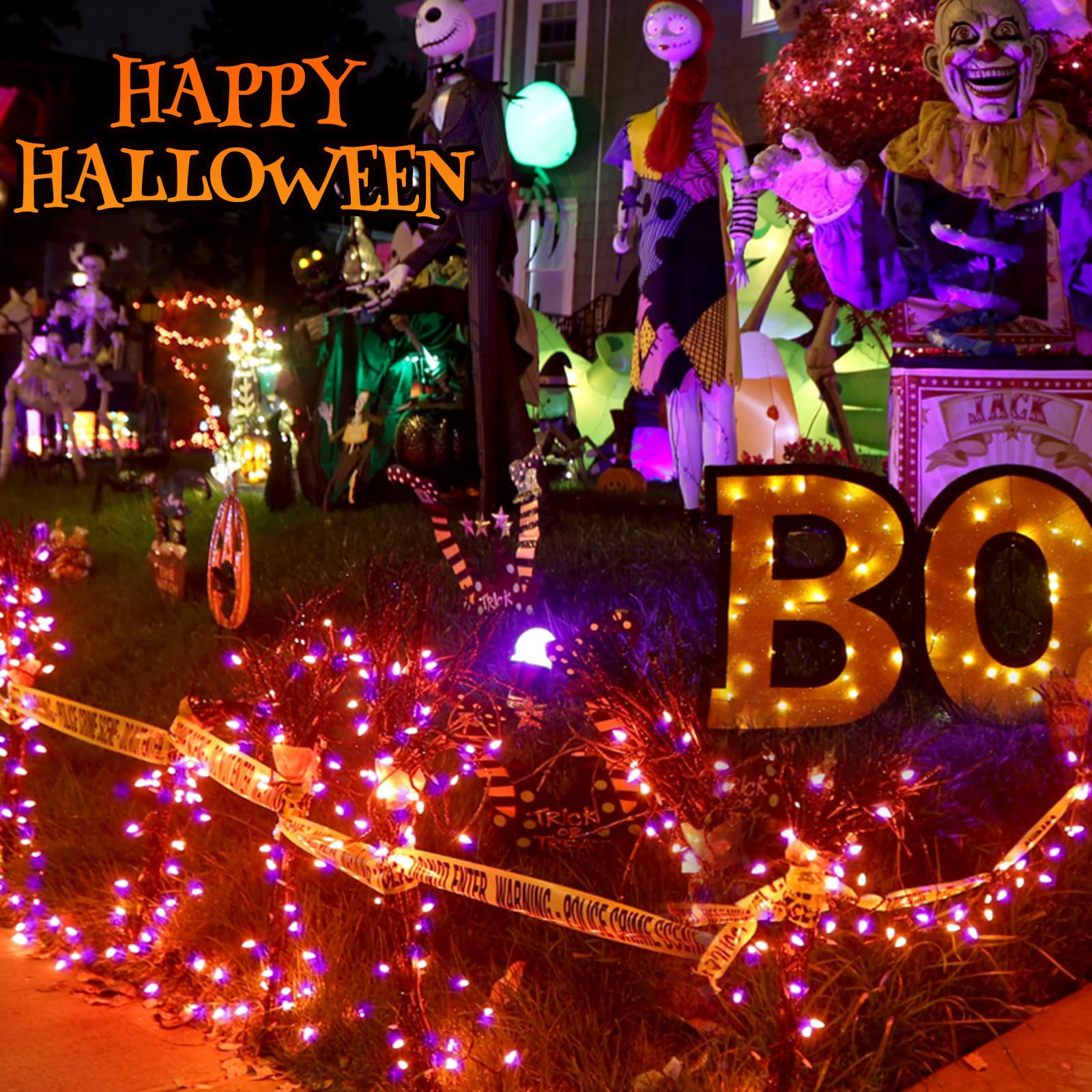 SANJICHA 66FT 200 LED Halloween Lights, Color Changing Orange to Purple, 9 Lighting Modes, Timer, Model MLS-D-02900207-SW
