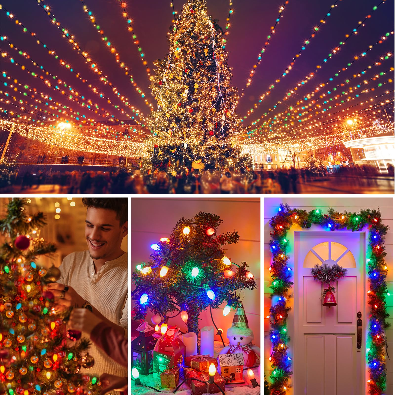 50 Pack C7 Led Christmas Lights Bulb Replacement Light Bulbs Multicolor Commercial Light Bulbs, C7/E12 Candelabra Base Fits C7 C