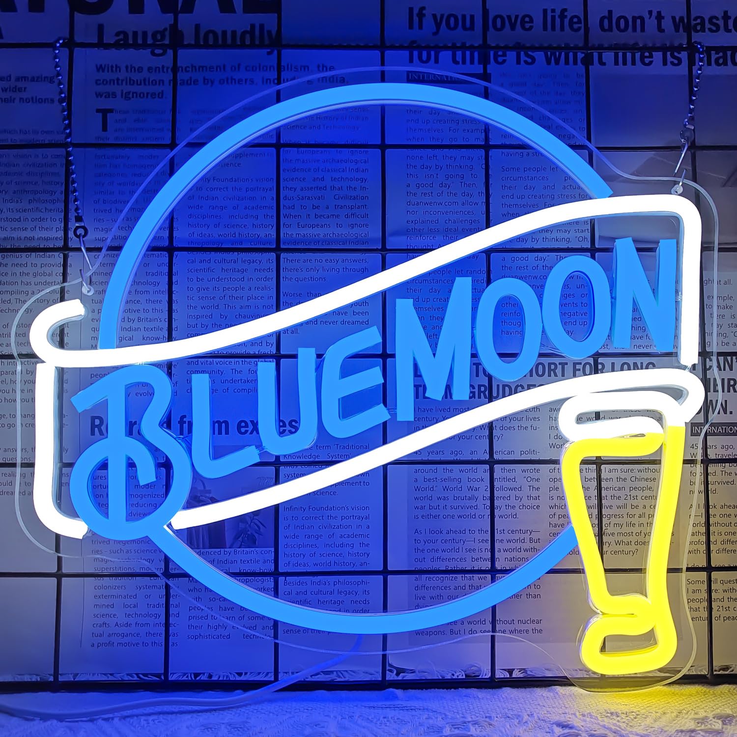 JooeTuu Blue Moon Beer Neon Signs Dimmable Bar Neon Beer Light Sign for Wall Decor Blue Moon Neon Sign for Man Cave Bedroom Shop Beer Club Pub Bistro