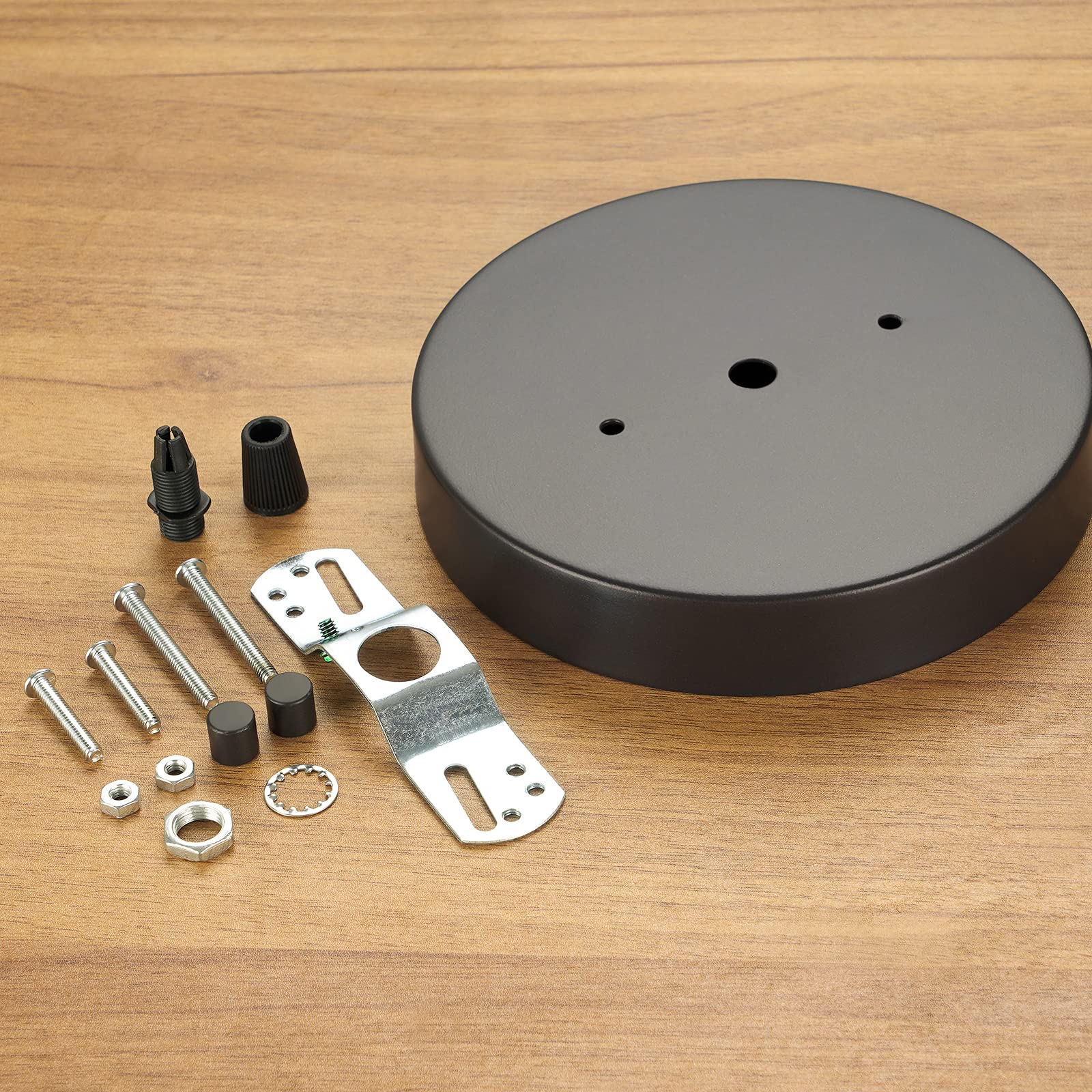 Canomo 6 Inch Black Ceiling Plate Kit For Pendant Light & Chandelier With Hardware