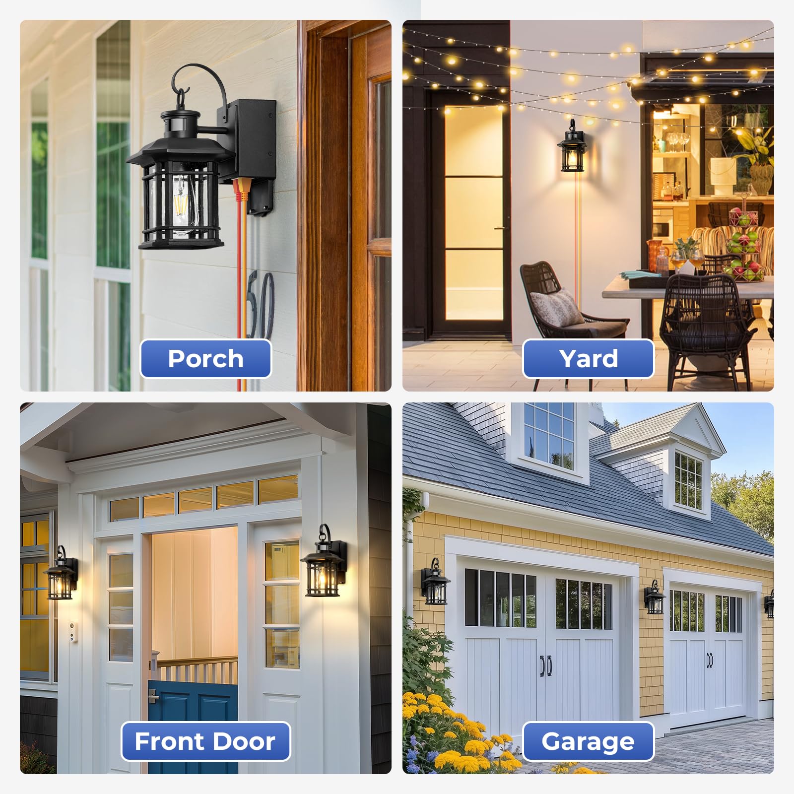 Opaxis Porch Light With Gfci Outlet  Motion Sensor Outdoor Lights  Dusk To Dawn 3 Lighting Modes Outdoor Light With Outlet  Black Outside Lights For House  Garage  Garden  Waterproof  100% Aluminum