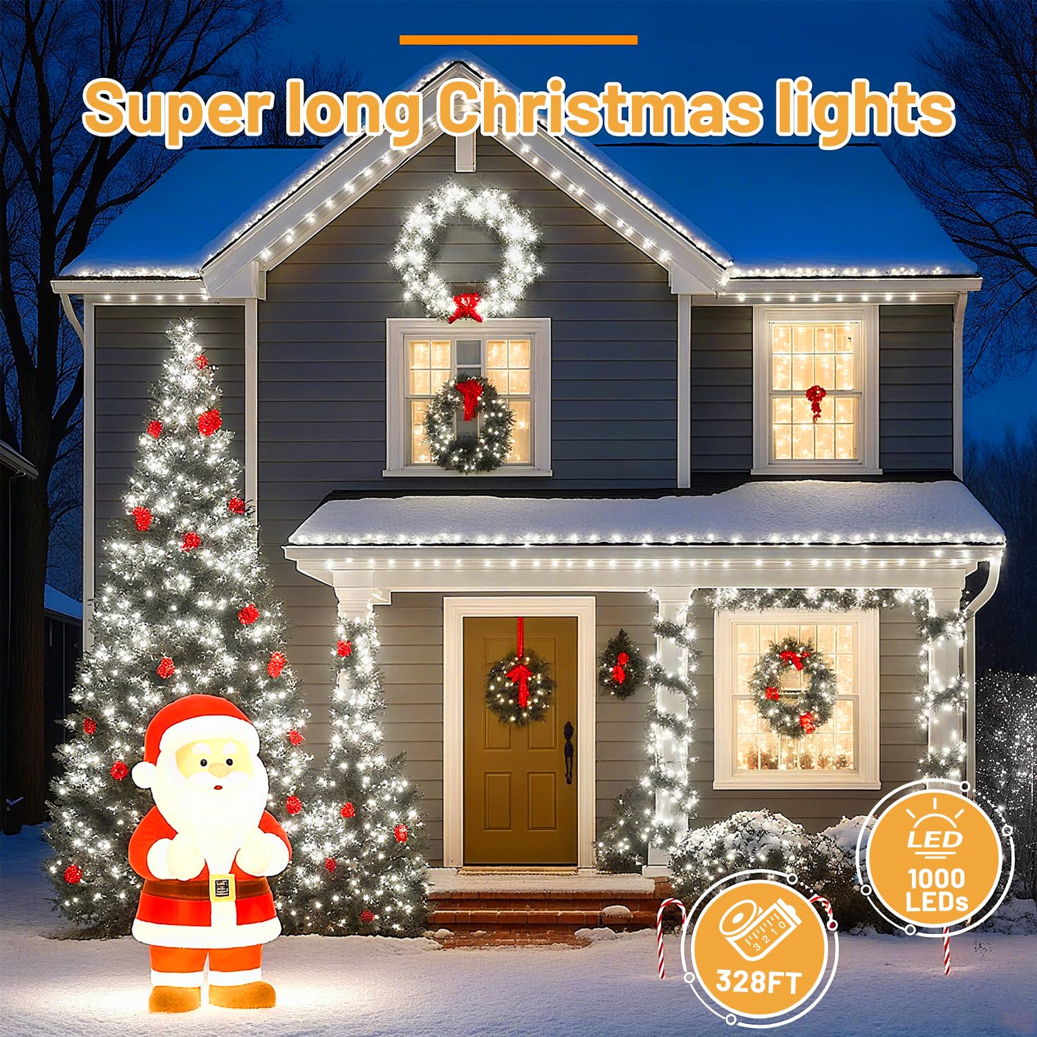 Domolli Christmas Lights 1000 LED IP67 Waterproof Cool White 328 FT with Remote Control 8 Modes & Timers Model ZYB1000C