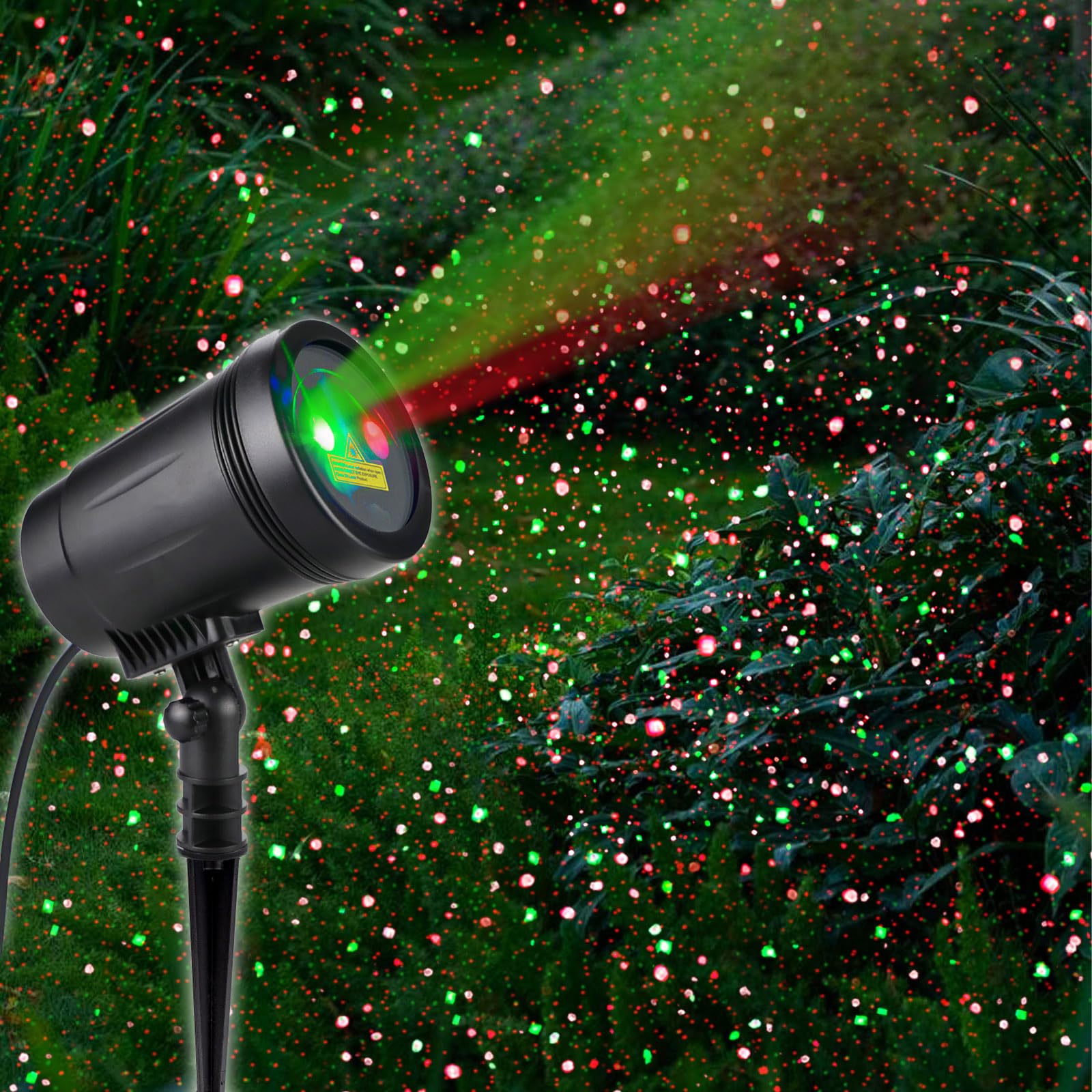 Christmas Projector Lights Outdoor, Outdoor Garden Laser Lights Spotlight Red and Green Star Show with Rf Wireless Remote Christ