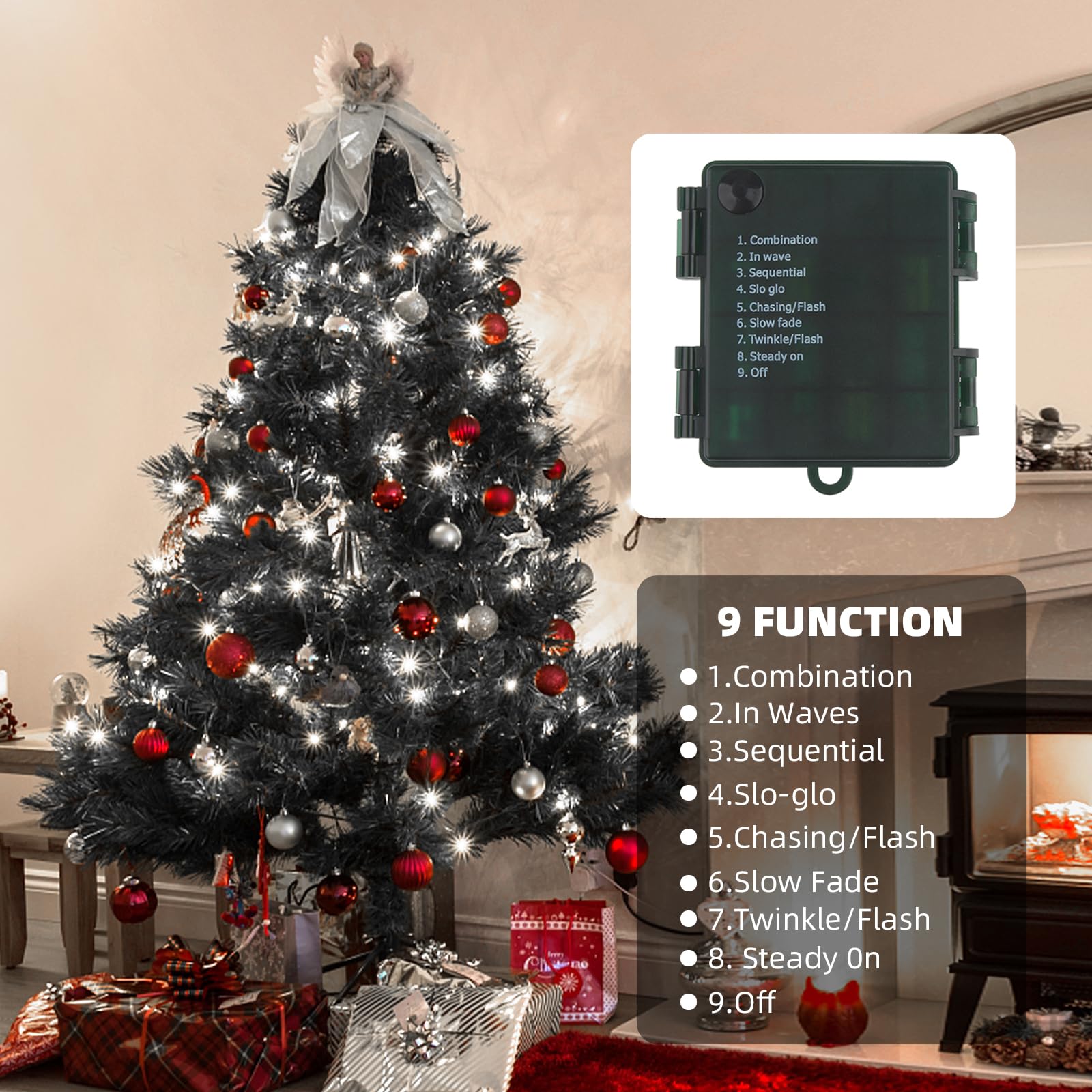 XTF2015 66ft 200 LED Battery String Lights with Timer, Waterproof, Cool White, Model QL300AE