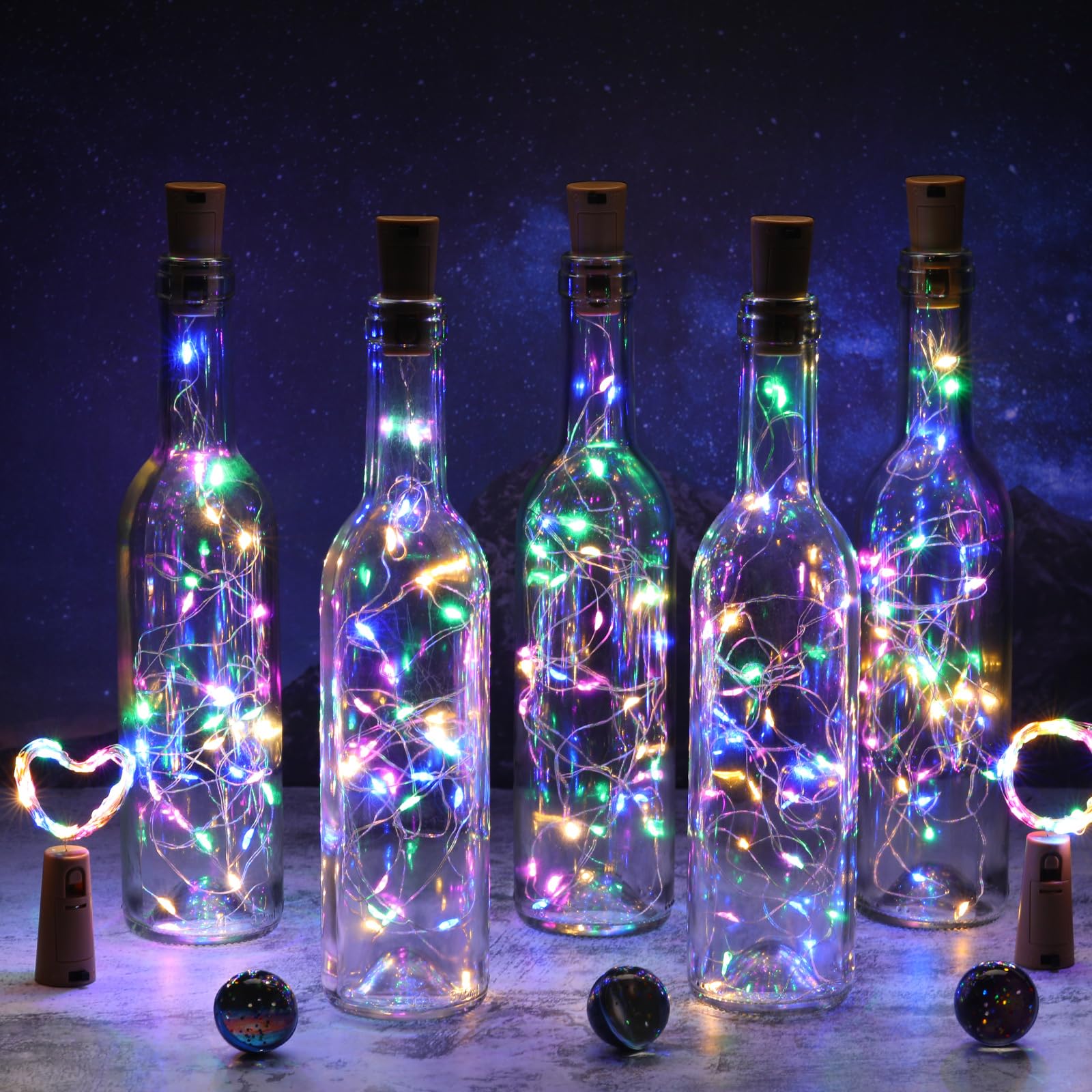 24 Pcs Wine Bottle Lights With Cork, 12 Pcs Empty Wine Bottles And 12 Pack 9.84 Ft 30 Led Waterproof Battery Operated Cork Light