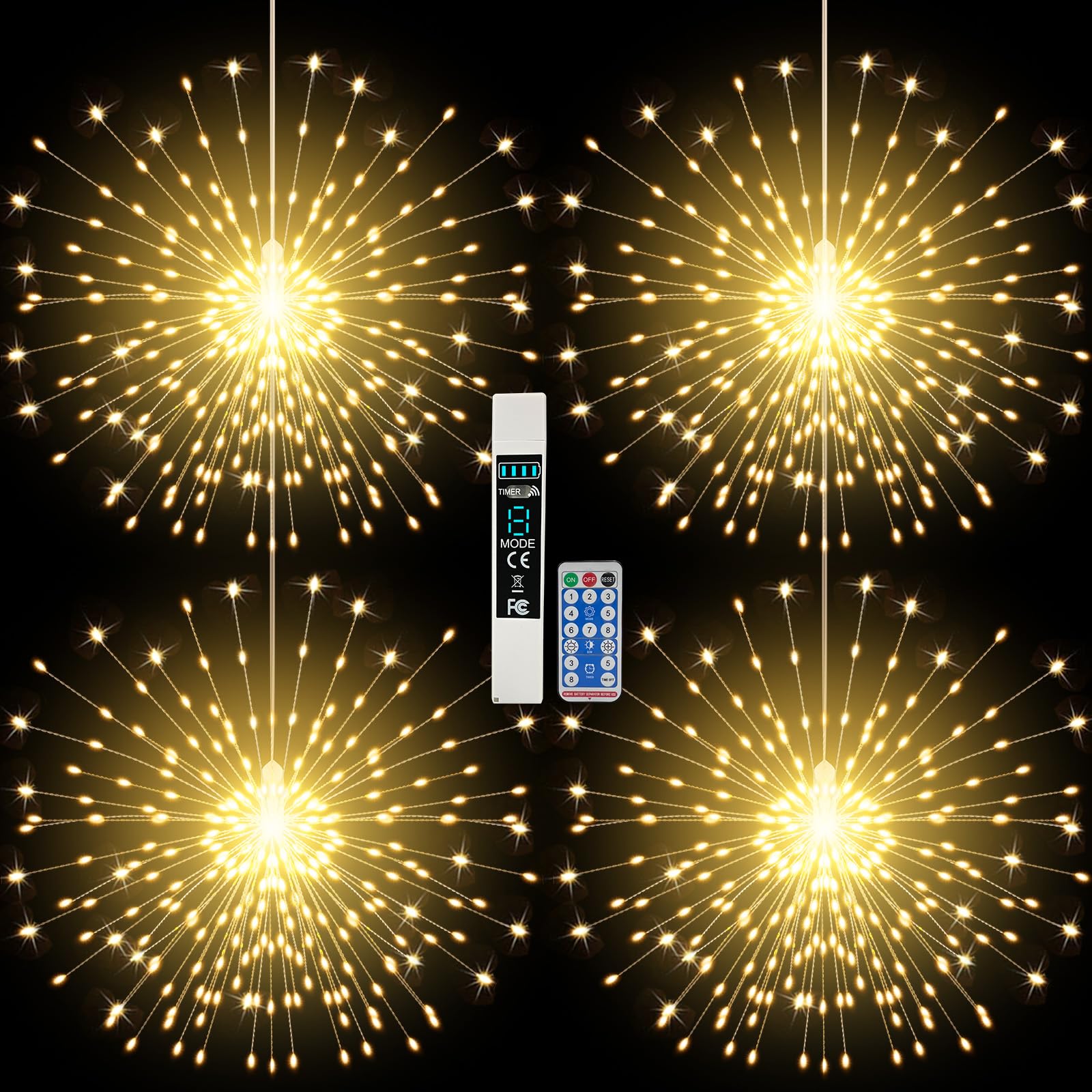 Firework Lights Waterproof Hanging, 200 LED Battery Operated Decorative String Lights Outdoor for Wedding, Party, Backyard, Pati