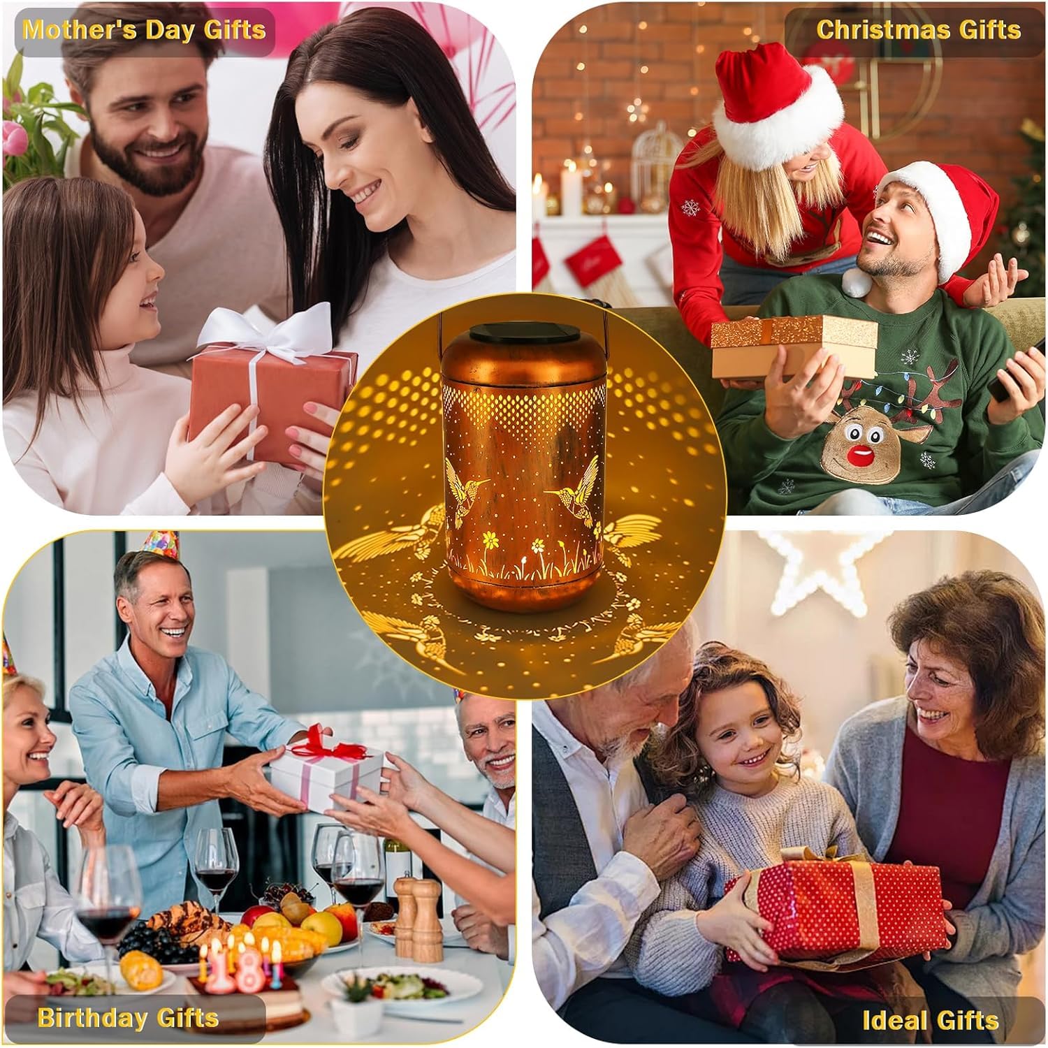 Solar Lanterns Outdoor, Waterproof Hummingbird Garden Decor, LED Hanging Lights Metal Decor for Yard, Patio, Porch, Lawn, Tablet